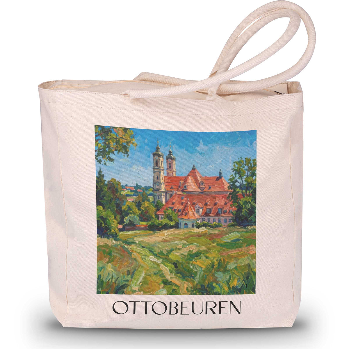 ottobeuren-unterallgäu-deutschland-einkaufstasche-oil-painting-oelgemaelde