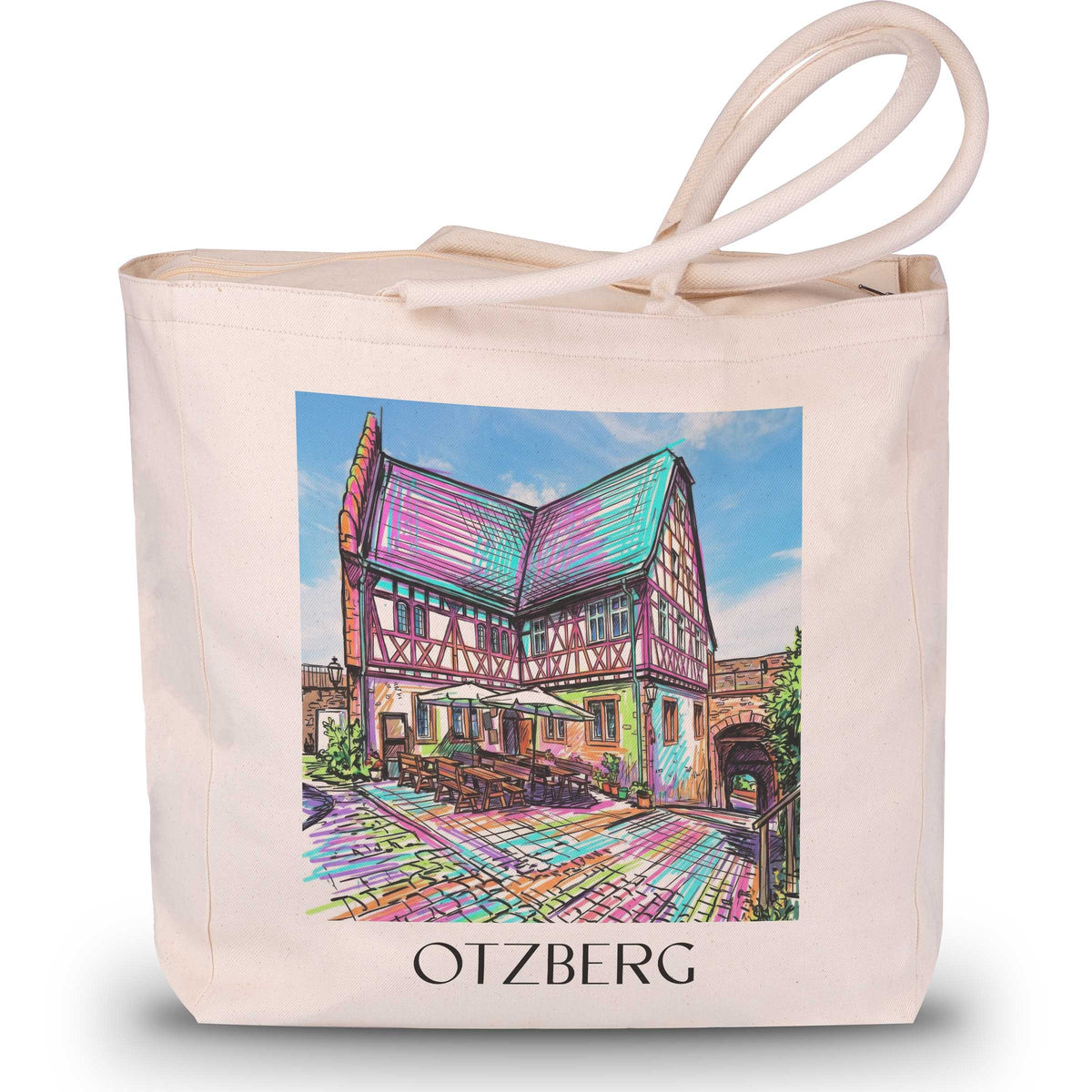 Otzberg Shopping Tasche - Odenwald - Deutschland Tote Bag - Einkaufstasche im Tag Graffiti Stil - favplace