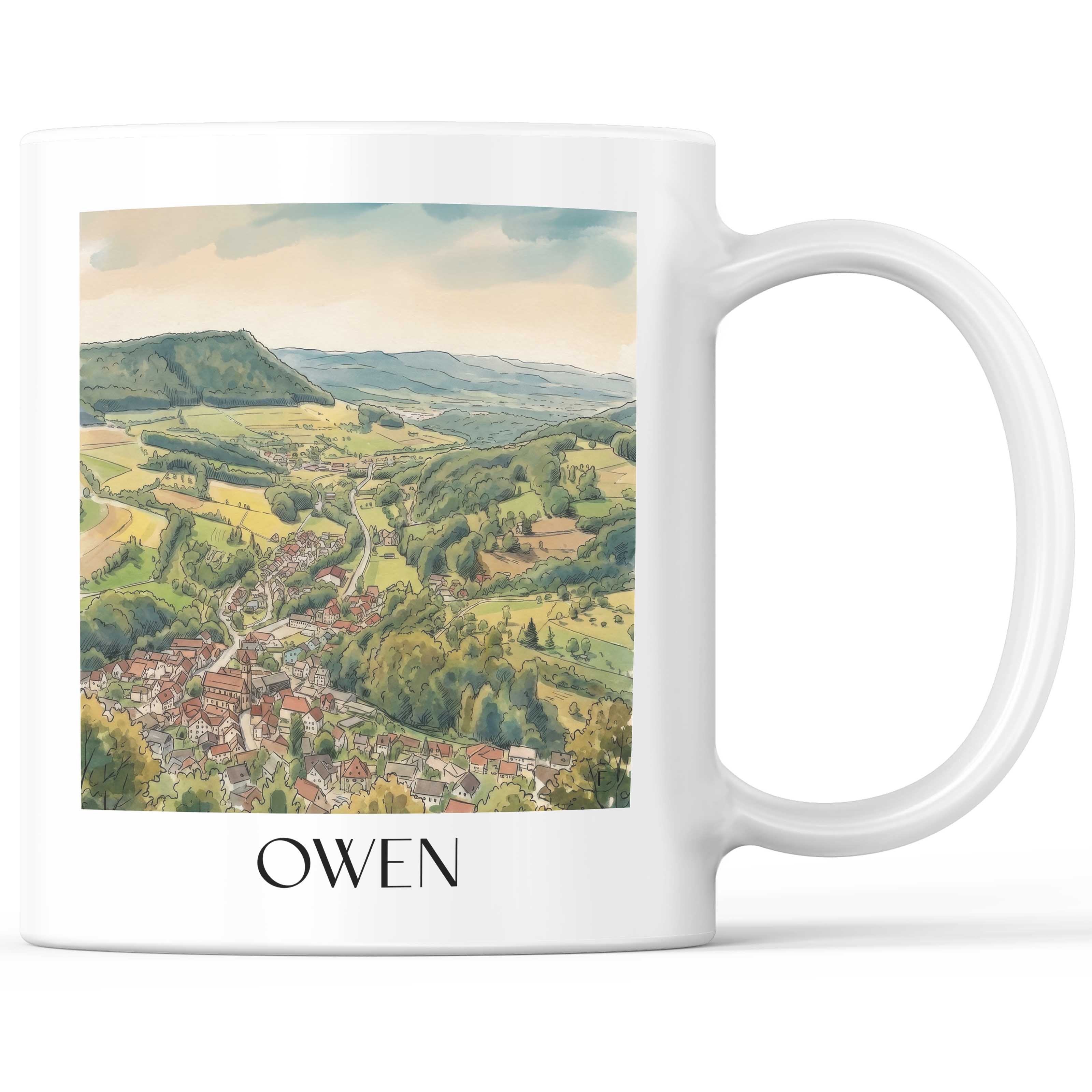 Owen - Deutschland Becher - Kaffeetasse im Aquarell Stil - favplace