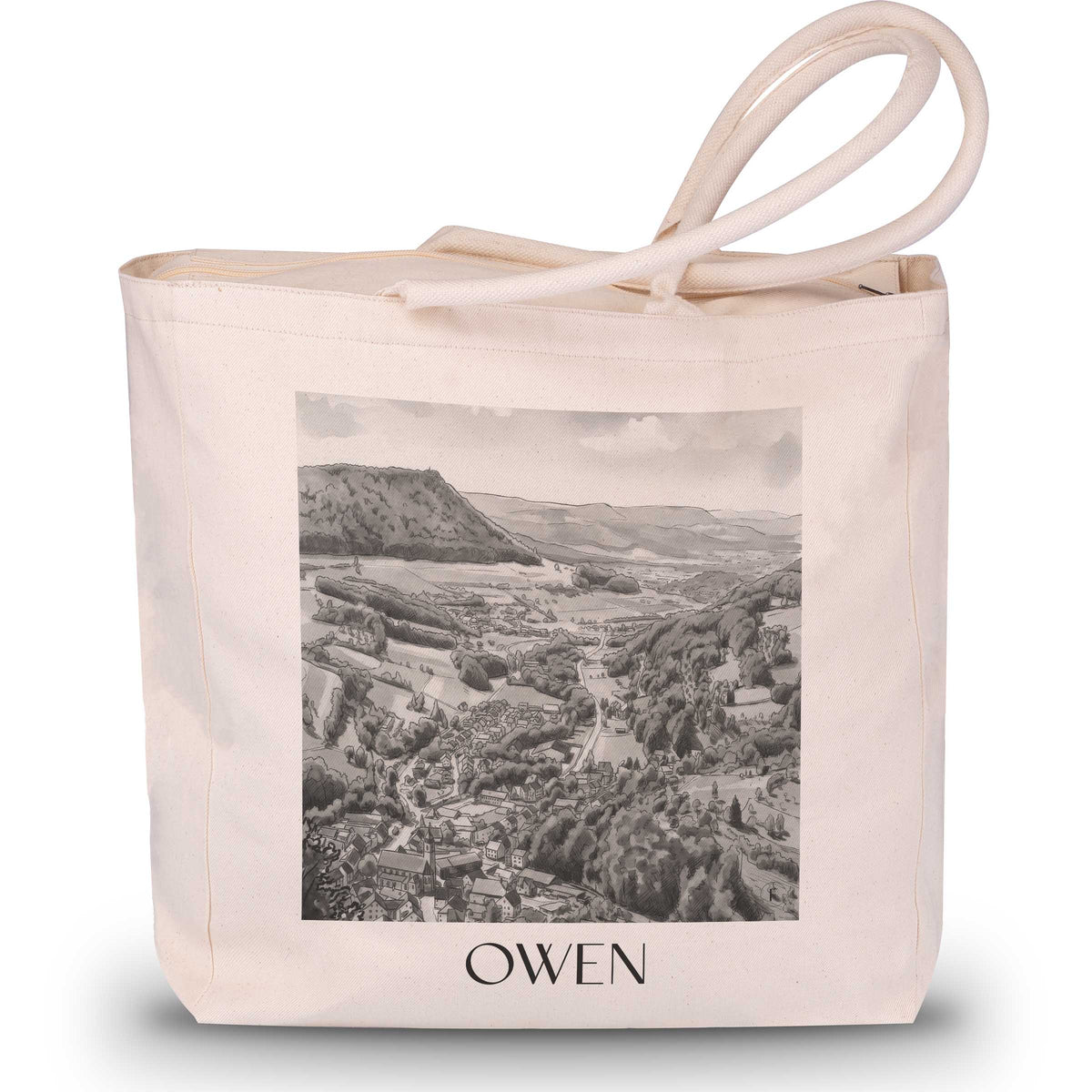 Owen - Deutschland Tote Bag - Einkaufstasche im Aquarell Schwarz-Weiß Stil - favplace