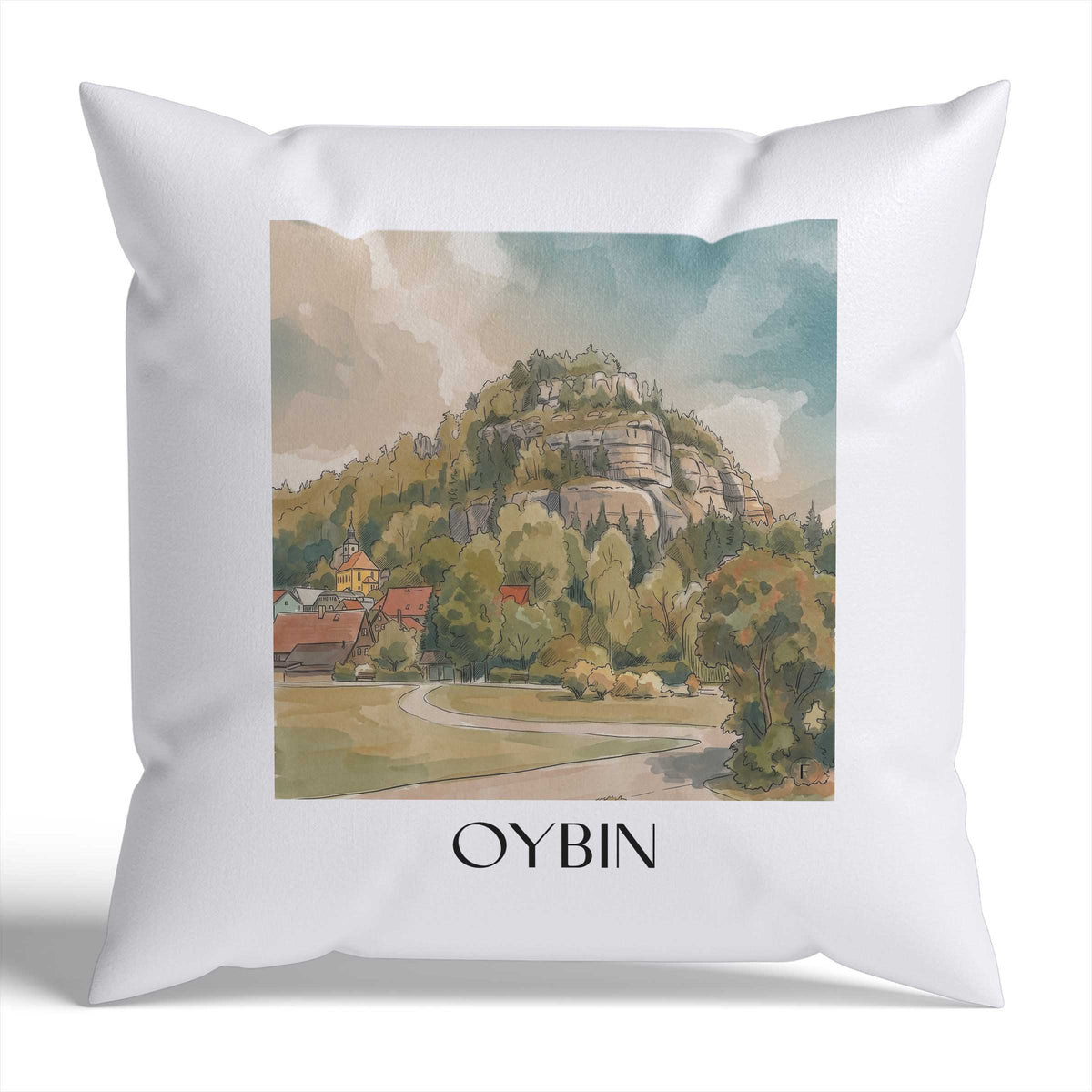 Oybin Kissenhülle - Zierkissen Bezug - Sachsen - Deutschland Kissen bzw. Kissenbezug im Aquarell Stil - favplace