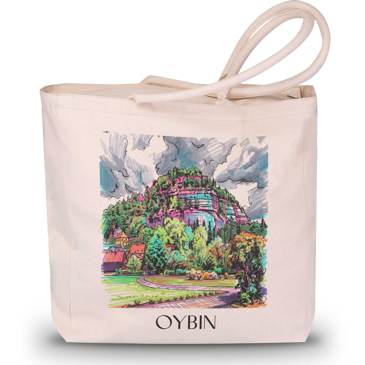 Oybin Shopping Tasche - Sachsen - Deutschland Tote Bag - Einkaufstasche im Tag Graffiti Stil - favplace