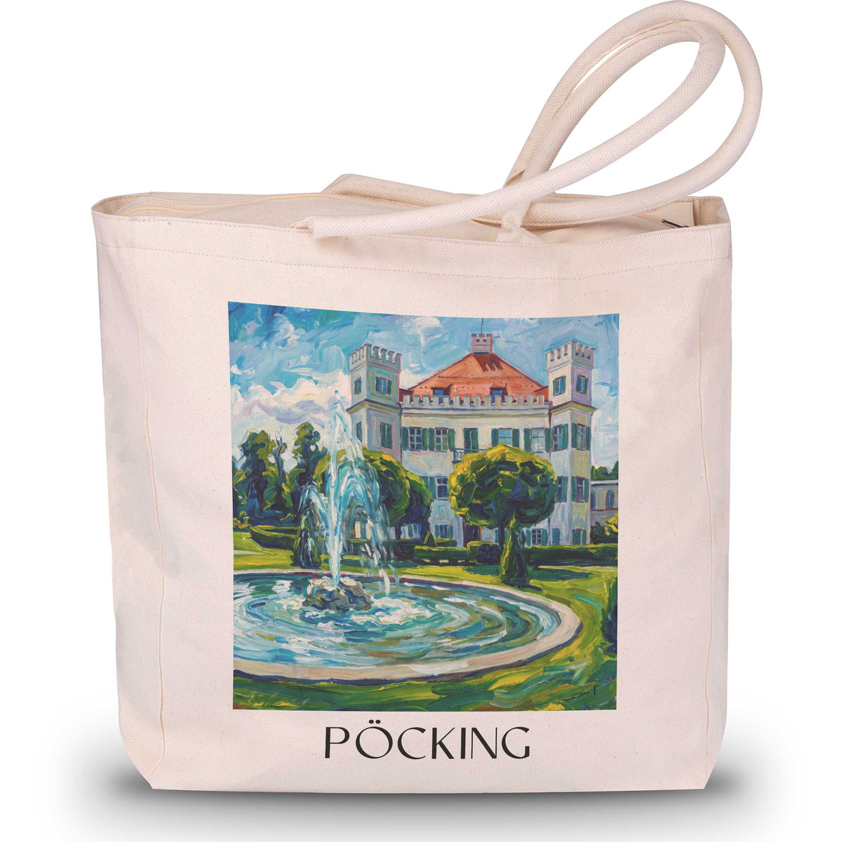 Pöcking Shopping Tasche - Fünfseenland - Deutschland Tote Bag - Einkaufstasche im Ölgemälde Stil - favplace