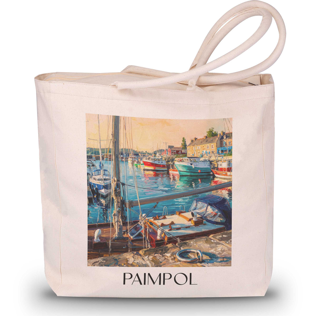 Paimpol Shopping Tasche - Côte de Granit Rose - Frankreich Tote Bag - Einkaufstasche im Ölgemälde Stil - favplace