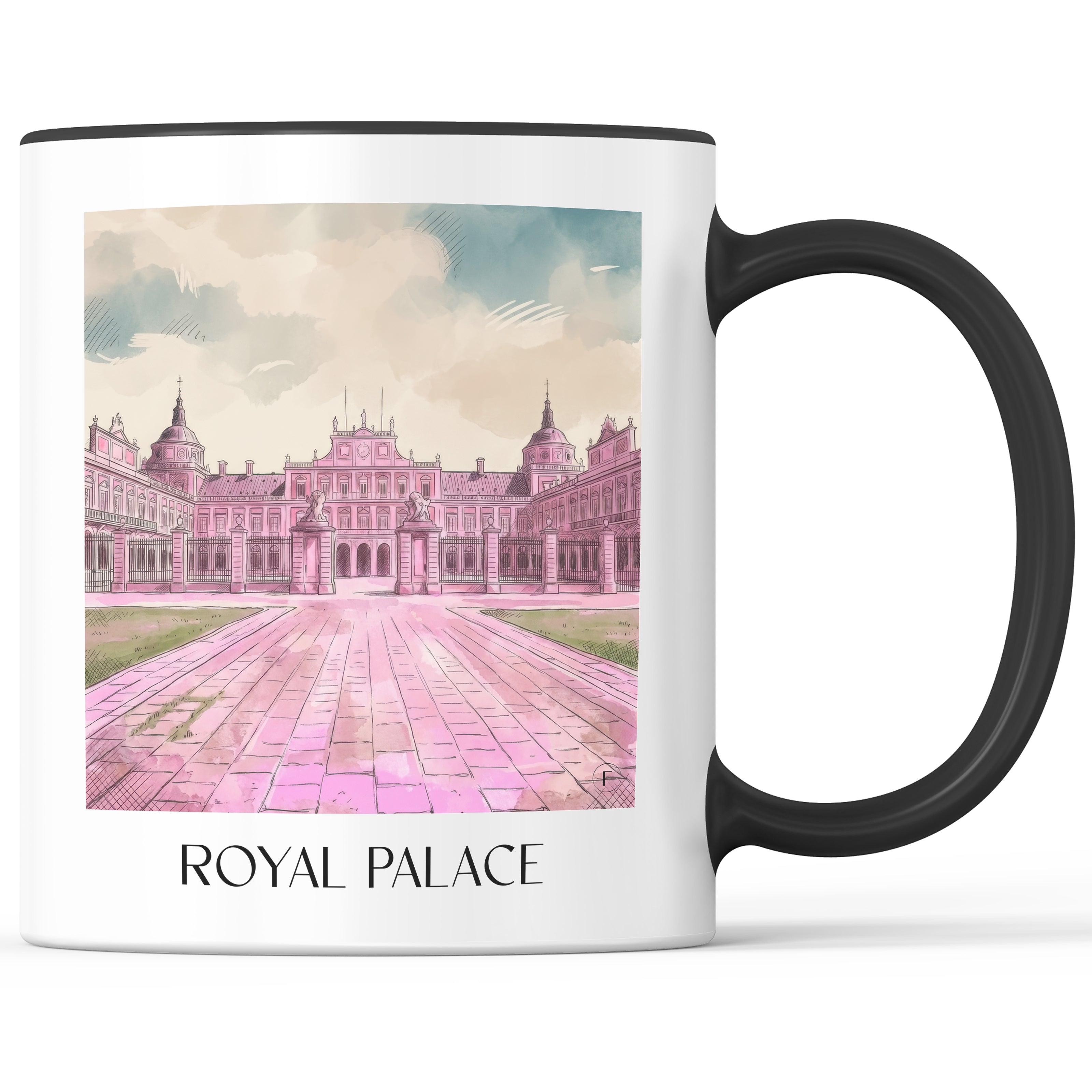 Palacio Real Kaffeebecher - Aranjuez - Spanien Becher - Kaffeetasse im Aquarell Pink Stil - favplace