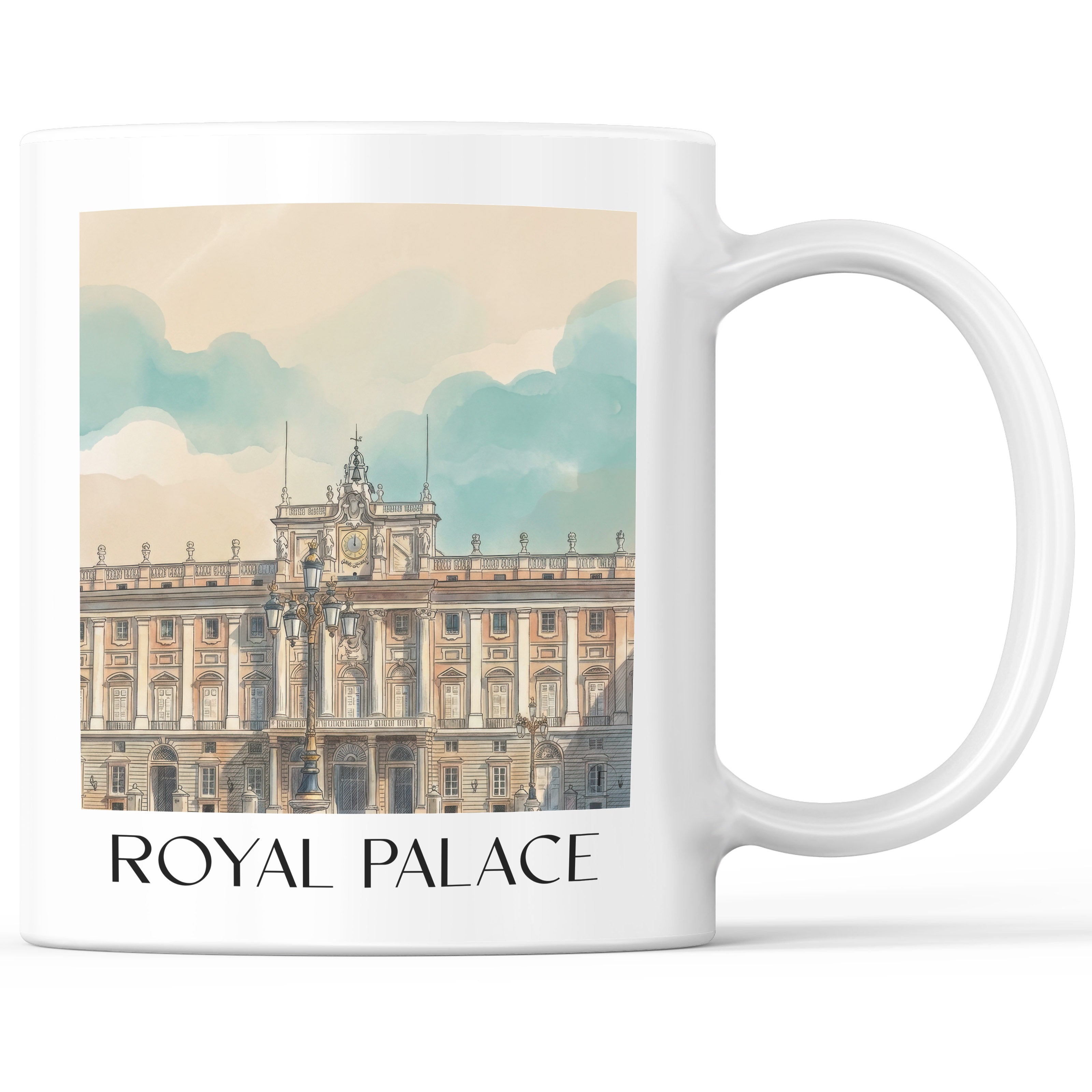Palacio Real Kaffeebecher - Madrid - Spanien Becher - Kaffeetasse im Aquarell Stil - favplace