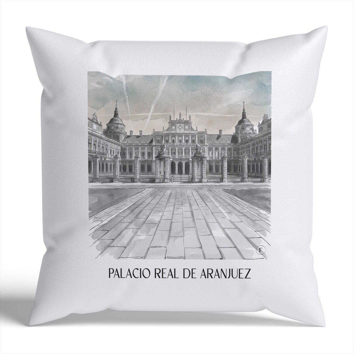 palacio-real-aranjuez-spanien-kissenbezug-aquarell-schwarz-weiss