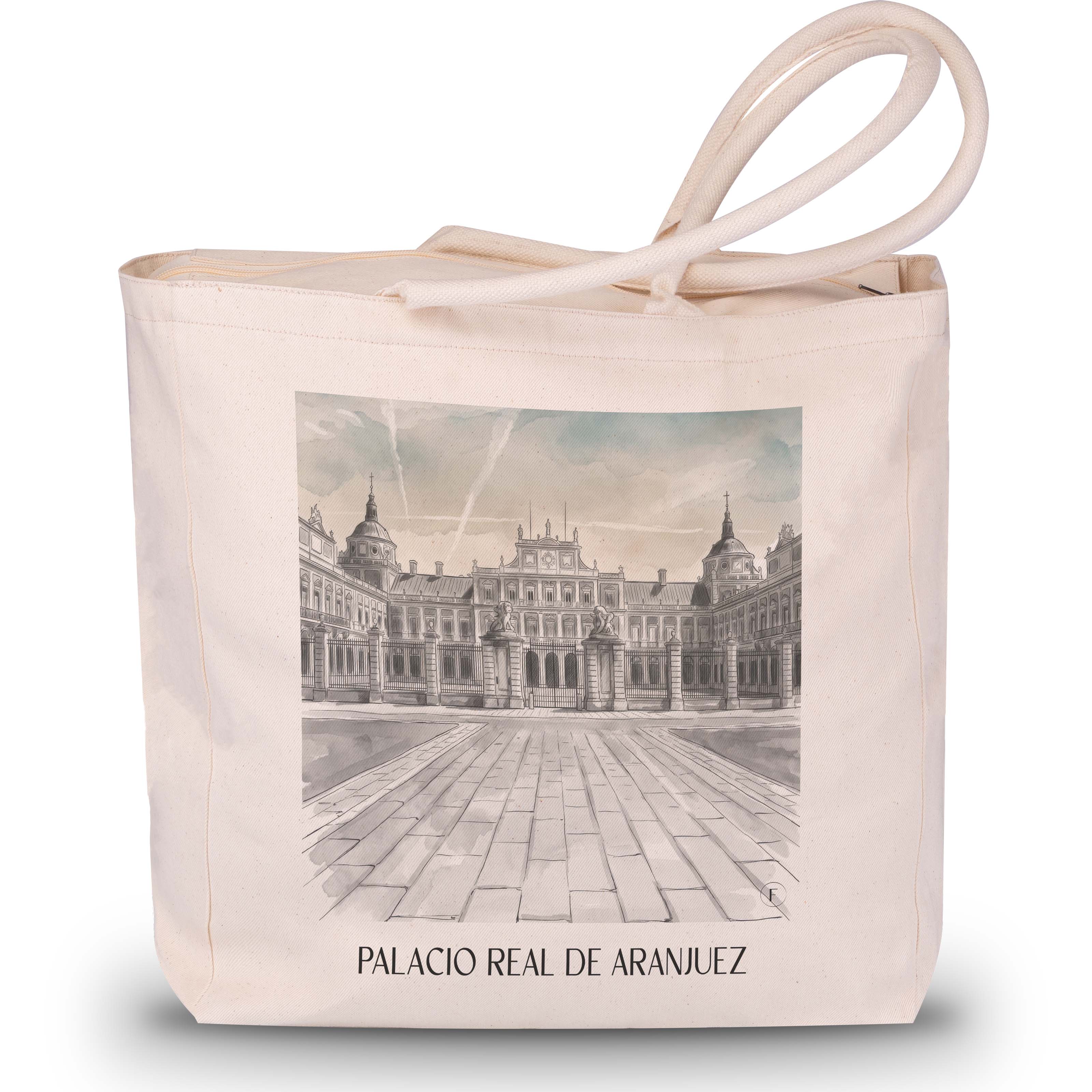 palacio-real-aranjuez-spanien-einkaufstasche-aquarell-schwarz-weiss