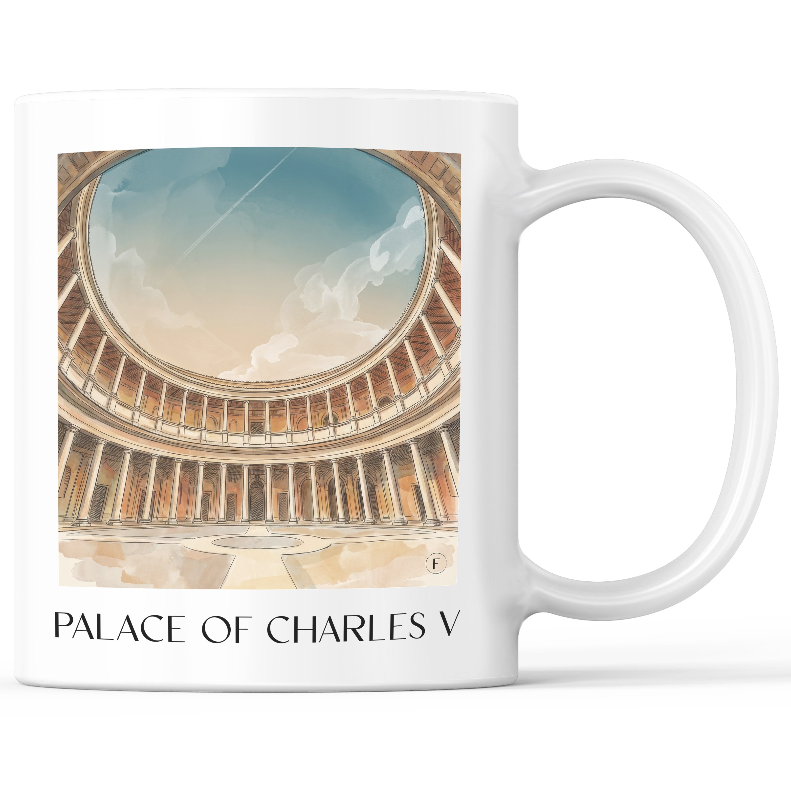 Palacio de Carlos V Kaffeebecher - Granada - Spanien Becher - Kaffeetasse im Aquarell Stil - favplace