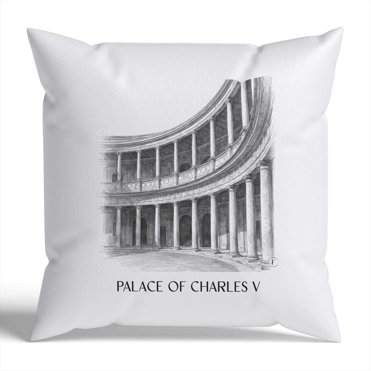 Palacio de Carlos V Kissenhülle - Zierkissen Bezug - Granada - Spanien Kissen bzw. Kissenbezug im Zeichnung Stil - favplace
