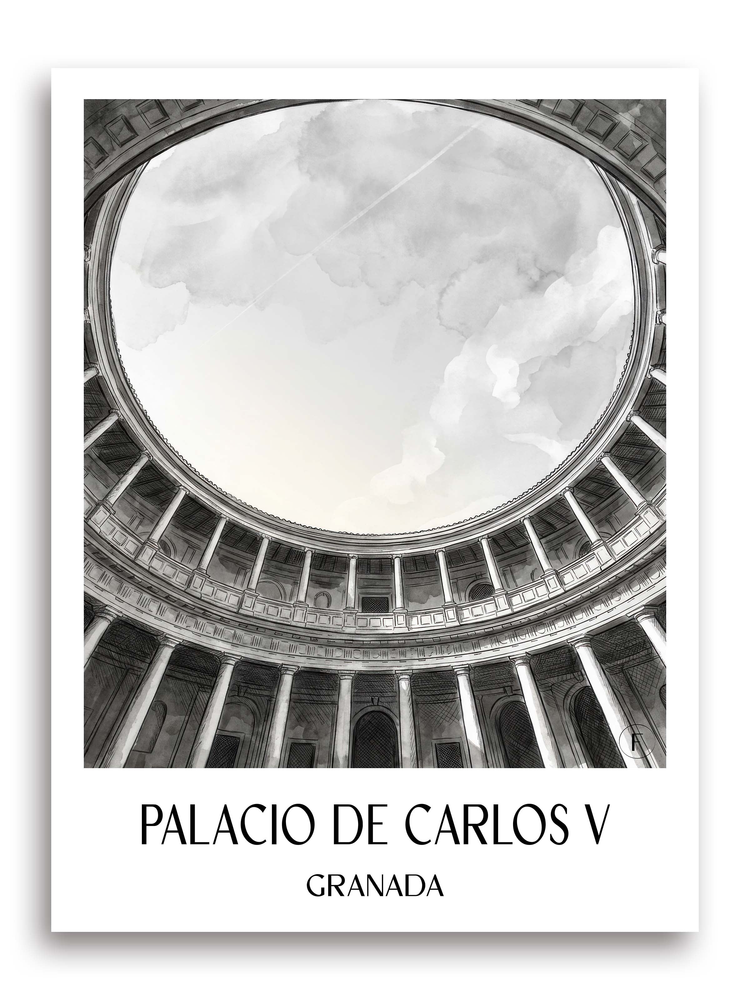 palacio-de-carlos-v-granada-spanien-poster-aquarell-schwarz-weiss