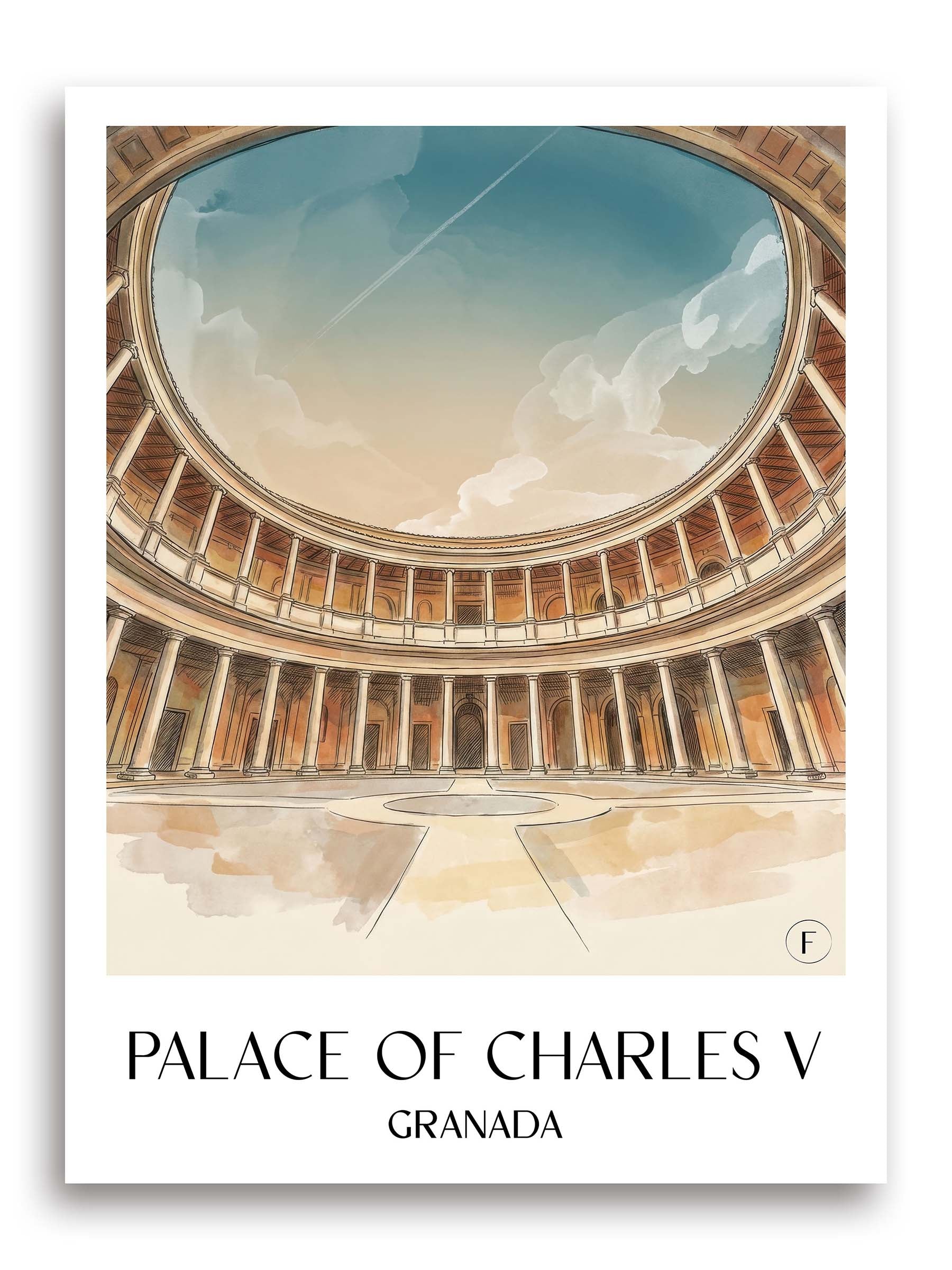 Palacio de Carlos V Poster - Granada - Spanien Kunstdruck - Aquarell von A4 bis A1 - favplace