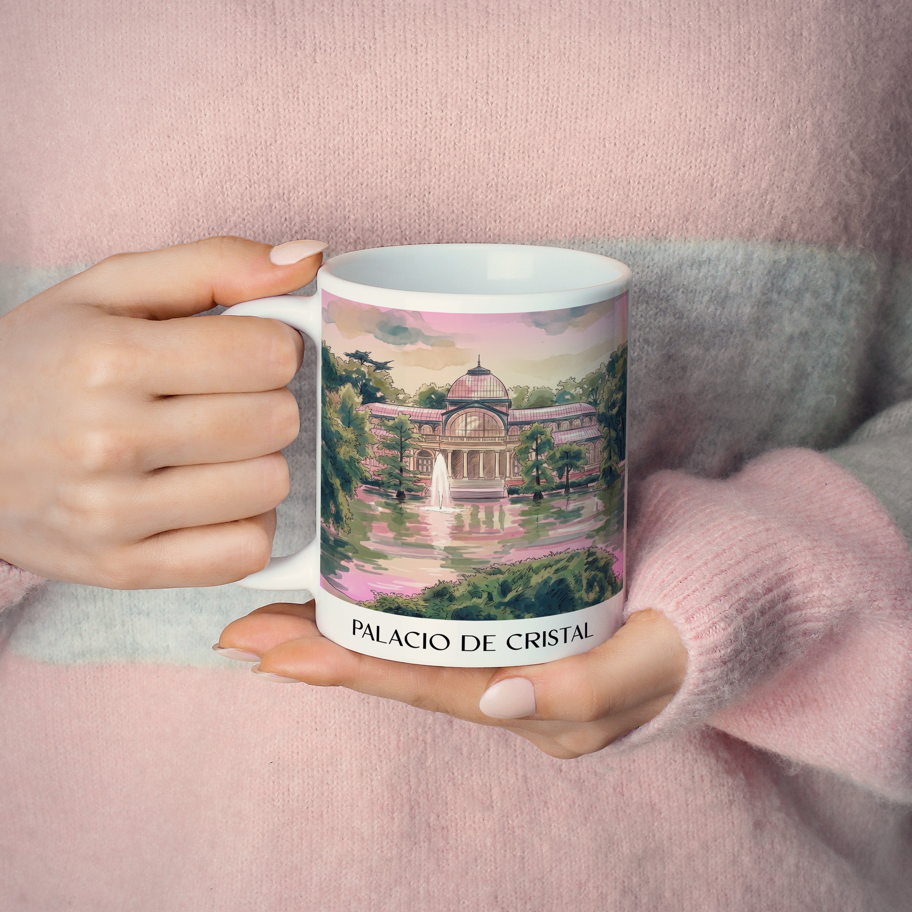 palacio-de-cristal-madrid-spanien-kaffeebecher-aquarell-pink-rosa