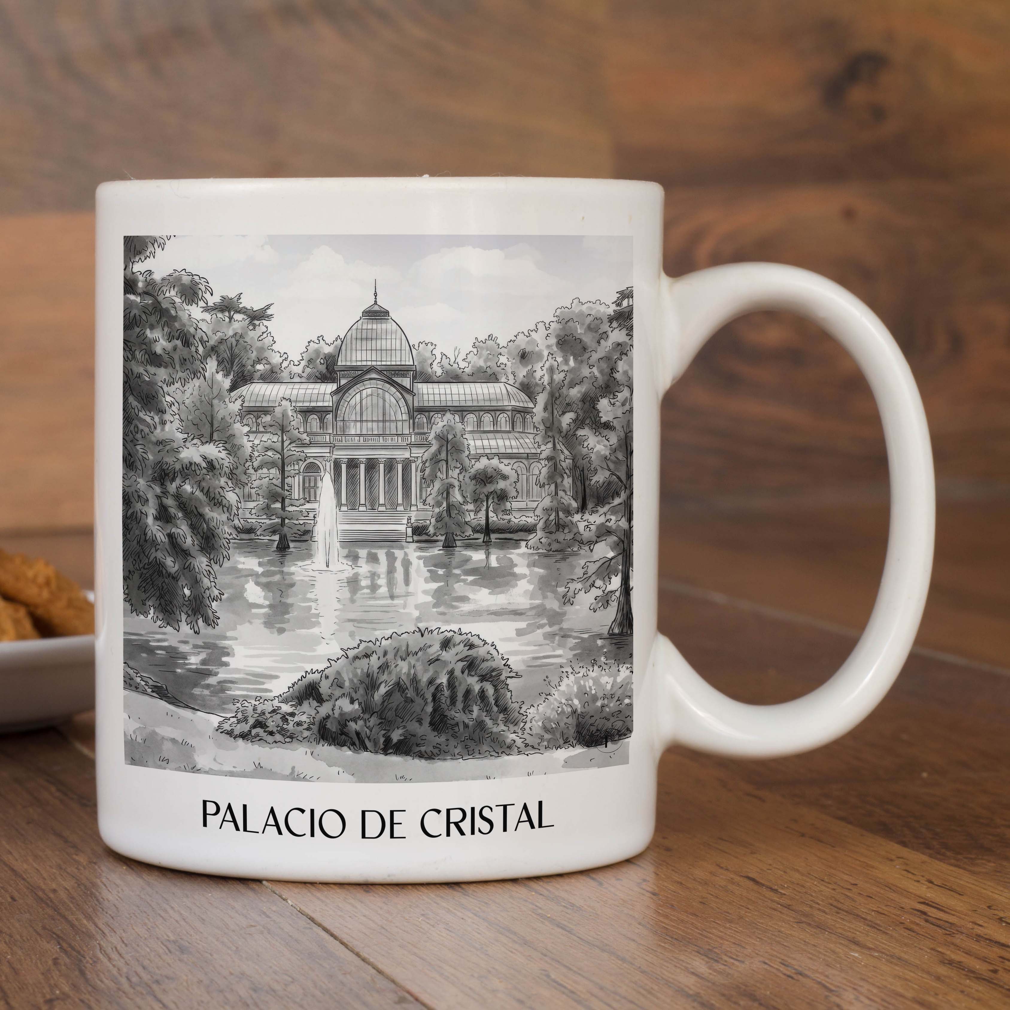 palacio-de-cristal-madrid-spanien-kaffeebecher-aquarell-schwarz-weiss