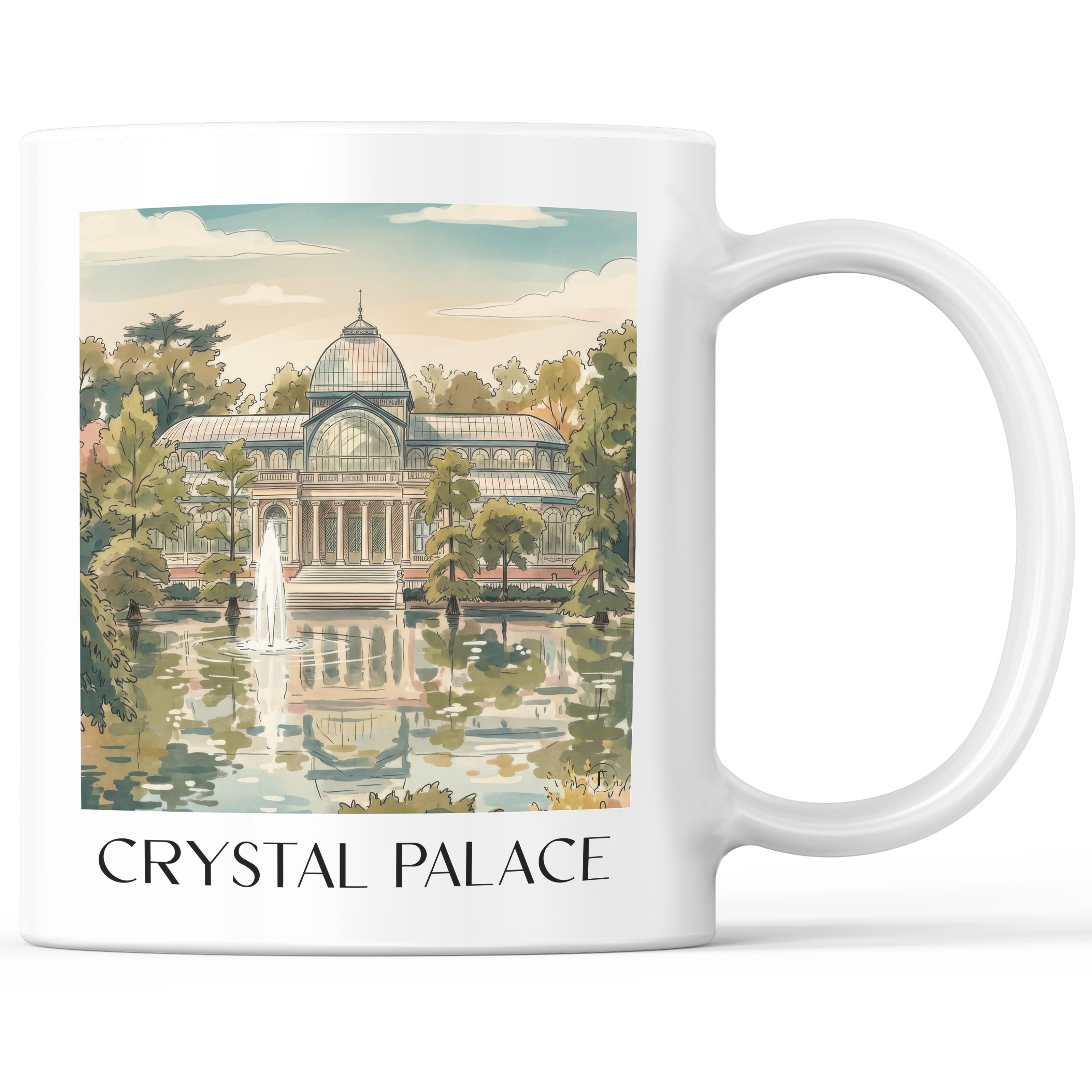 Palacio de Cristal Kaffeebecher - Madrid - Spanien Becher - Kaffeetasse im Aquarell Stil - favplace