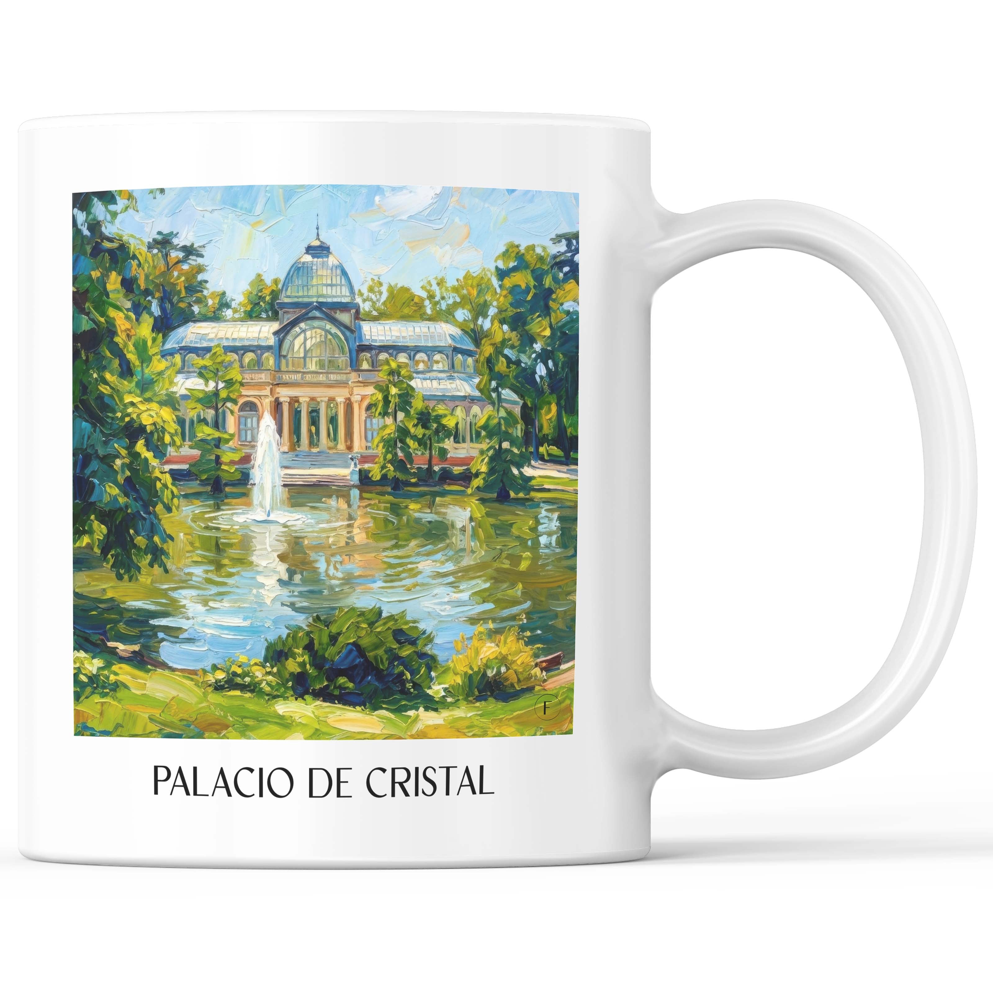Palacio de Cristal Kaffeebecher - Madrid - Spanien Becher - Kaffeetasse im Ölgemälde Stil - favplace