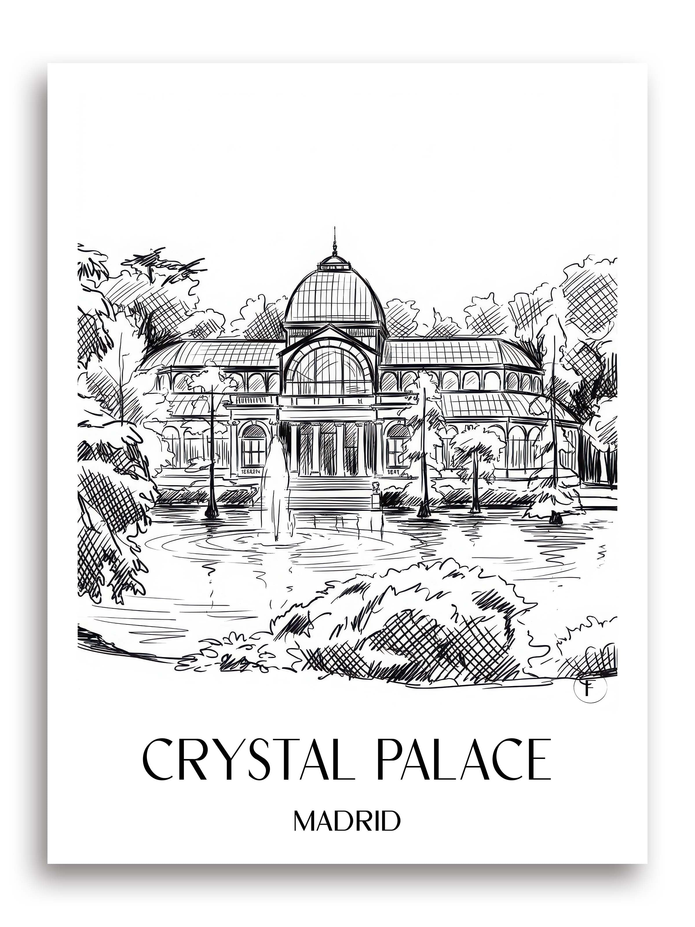 Palacio de Cristal Poster - Madrid - Spanien Kunstdruck - Skizze von A4 bis A1 - favplace