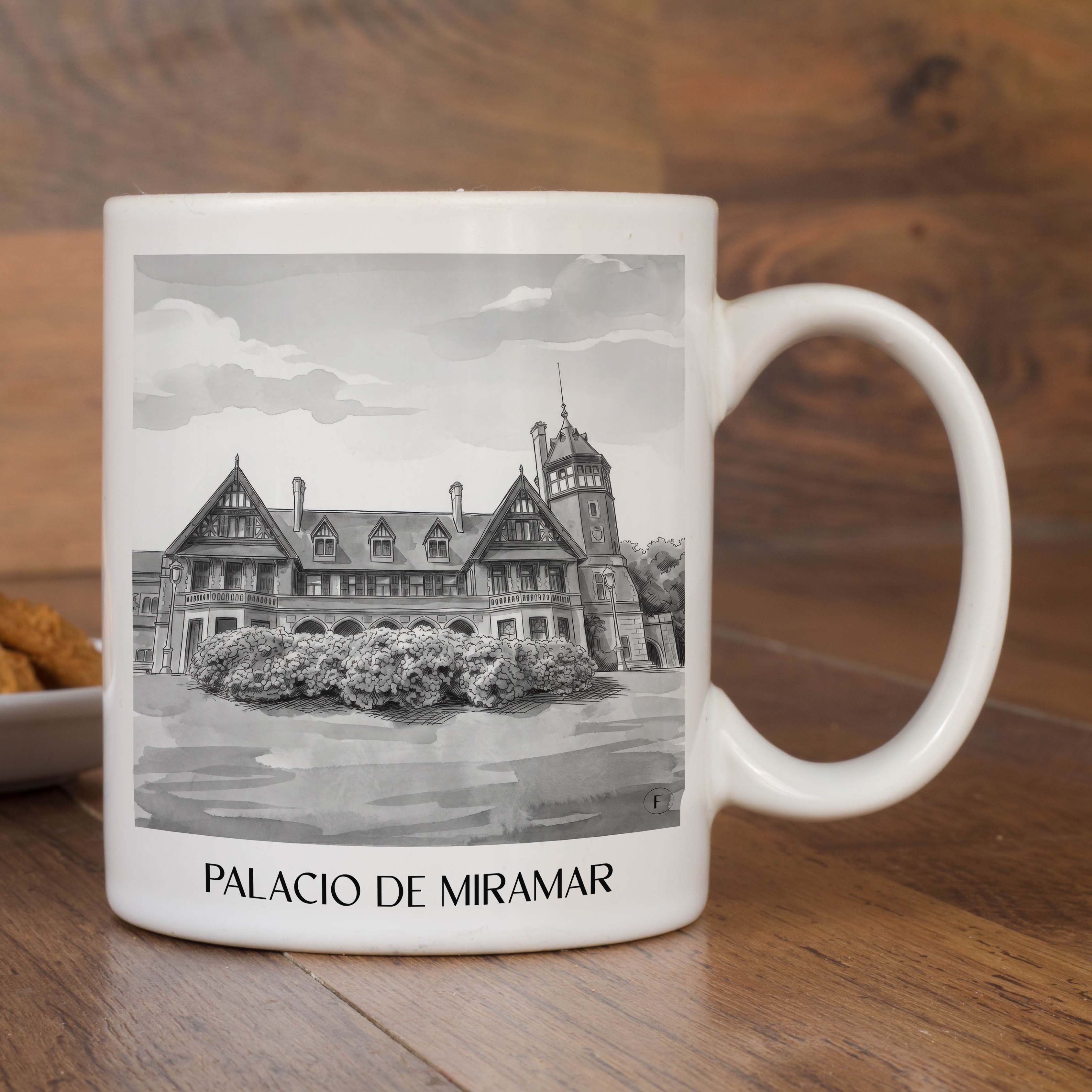 palacio-de-miramar-san-sebastián-spanien-kaffeebecher-aquarell-schwarz-weiss