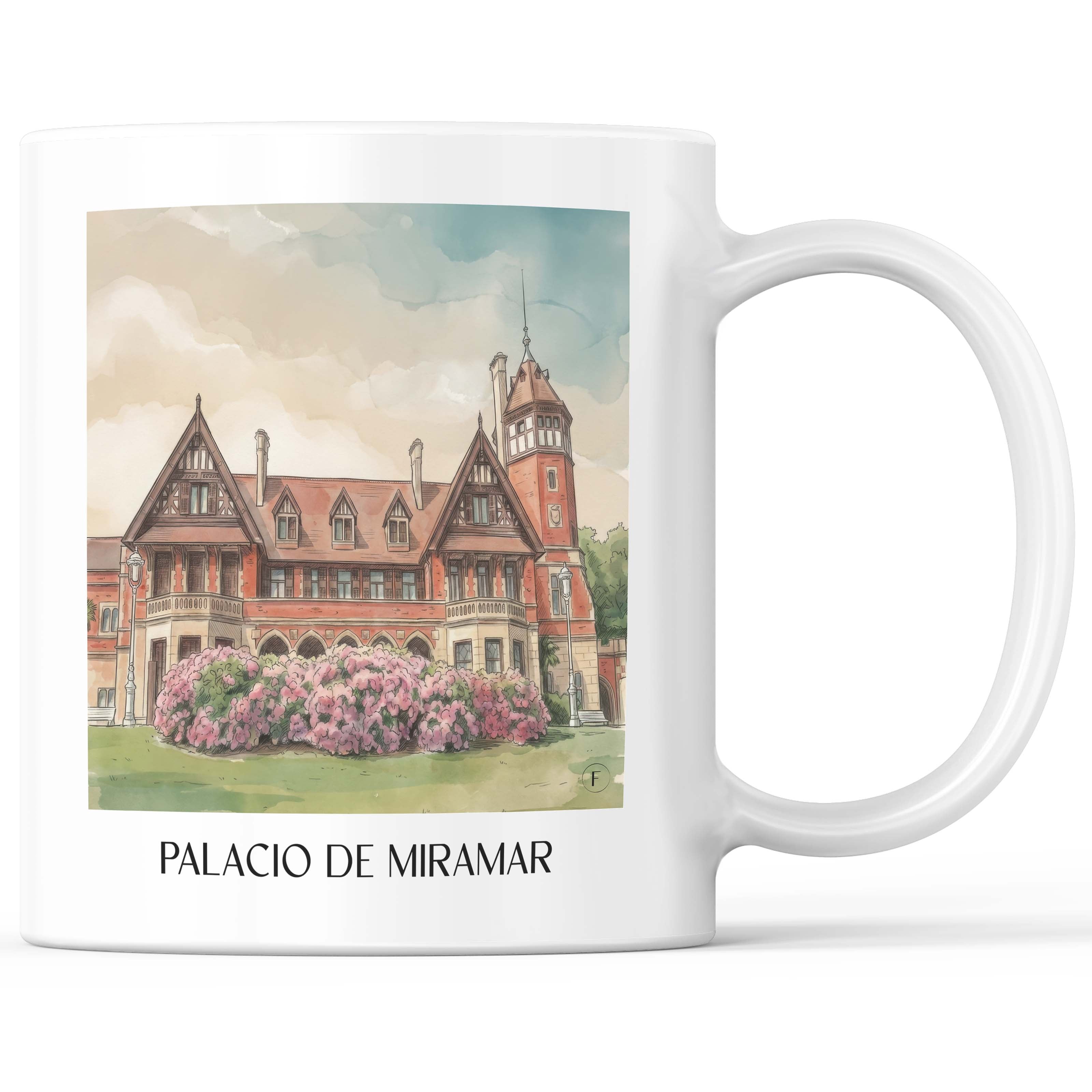 Palacio de Miramar Kaffeebecher - San Sebastián - Spanien Becher - Kaffeetasse im Aquarell Stil - favplace