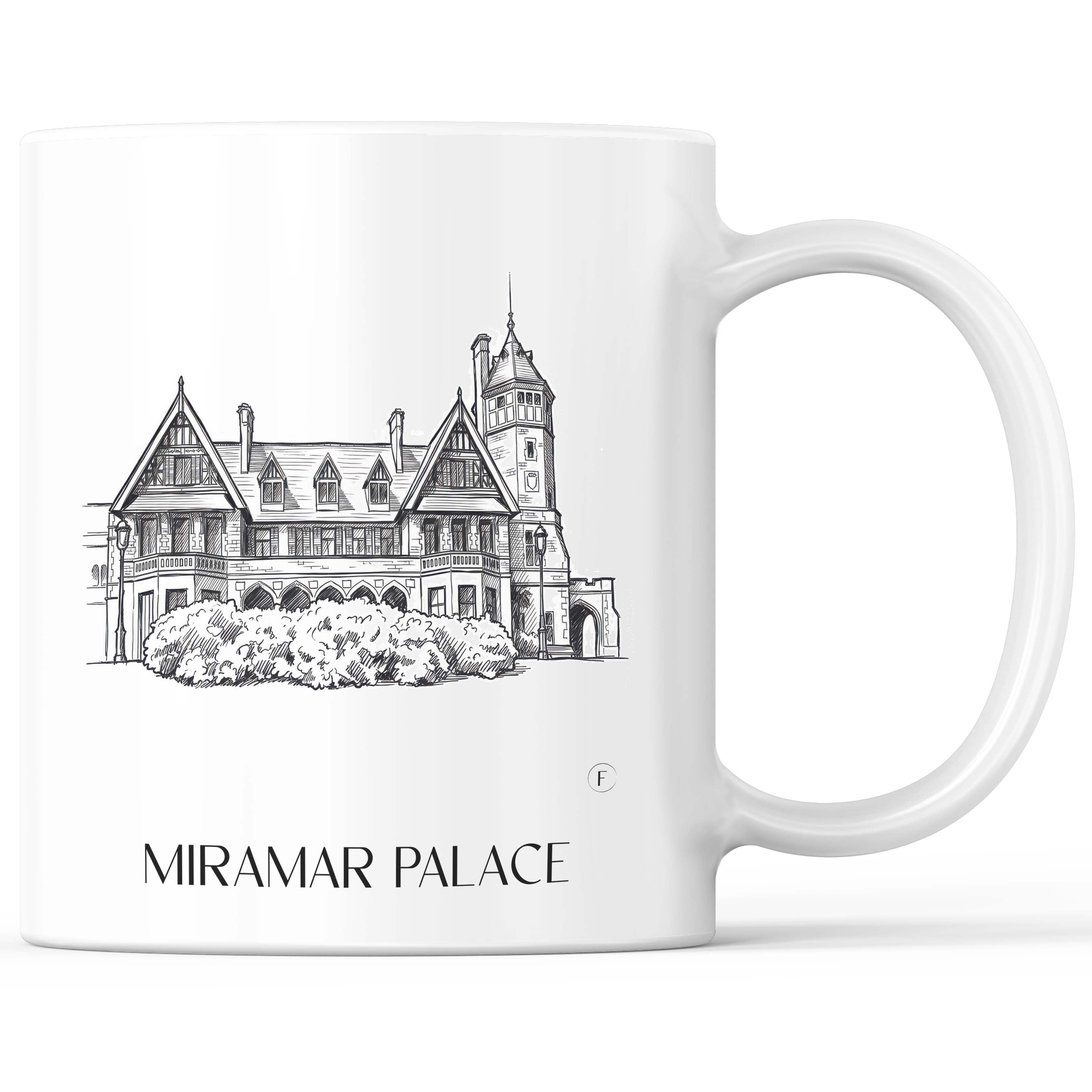 Palacio de Miramar Kaffeebecher - San Sebastián - Spanien Becher - Kaffeetasse im Skizze Stil - favplace
