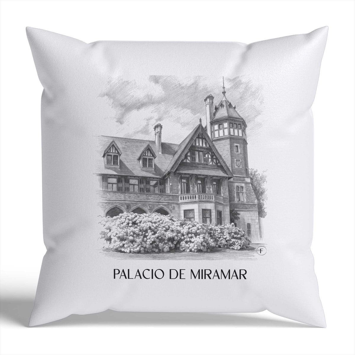 palacio-de-miramar-san-sebastián-spanien-kissenbezug-bleistift-zeichnung-drawing