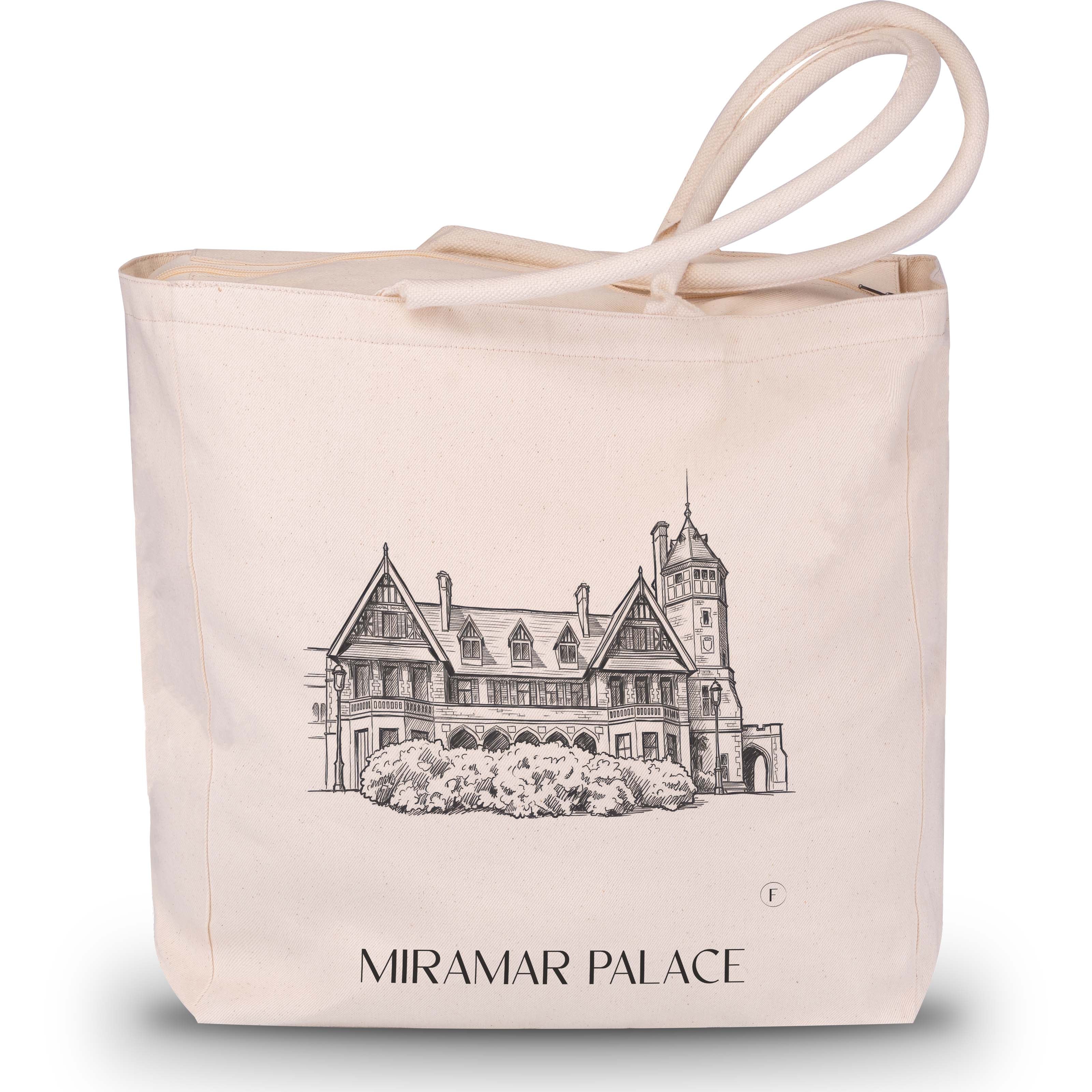 Palacio de Miramar Shopping Tasche - San Sebastián - Spanien Tote Bag - Einkaufstasche im Skizze Stil - favplace