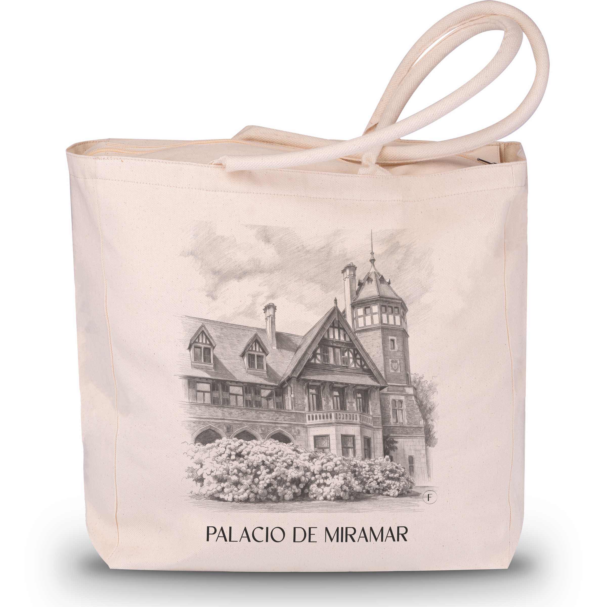 palacio-de-miramar-san-sebastián-spanien-einkaufstasche-bleistift-zeichnung-drawing