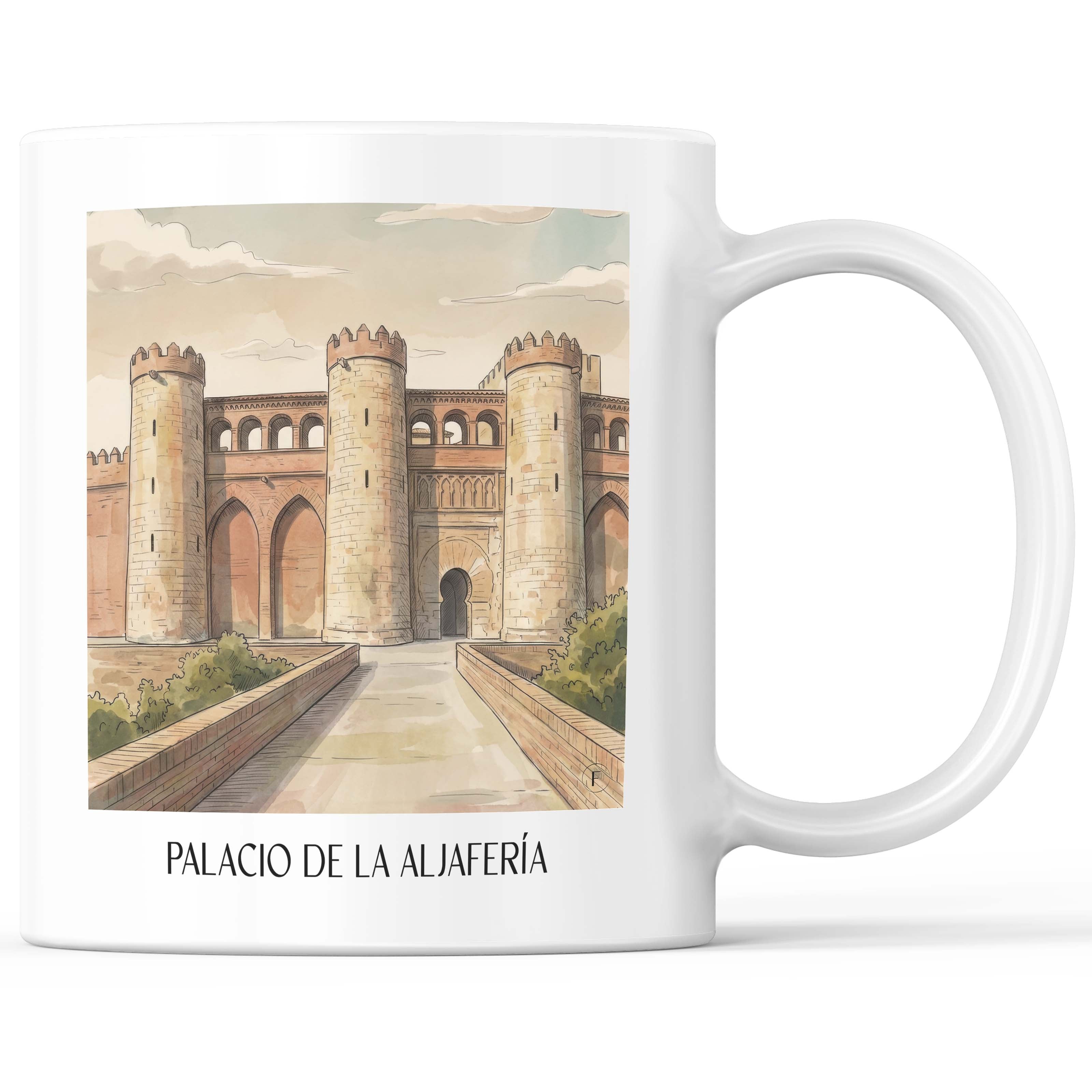 Palacio de la Aljafería Kaffeebecher - Zaragoza - Spanien Becher - Kaffeetasse im Aquarell Stil - favplace