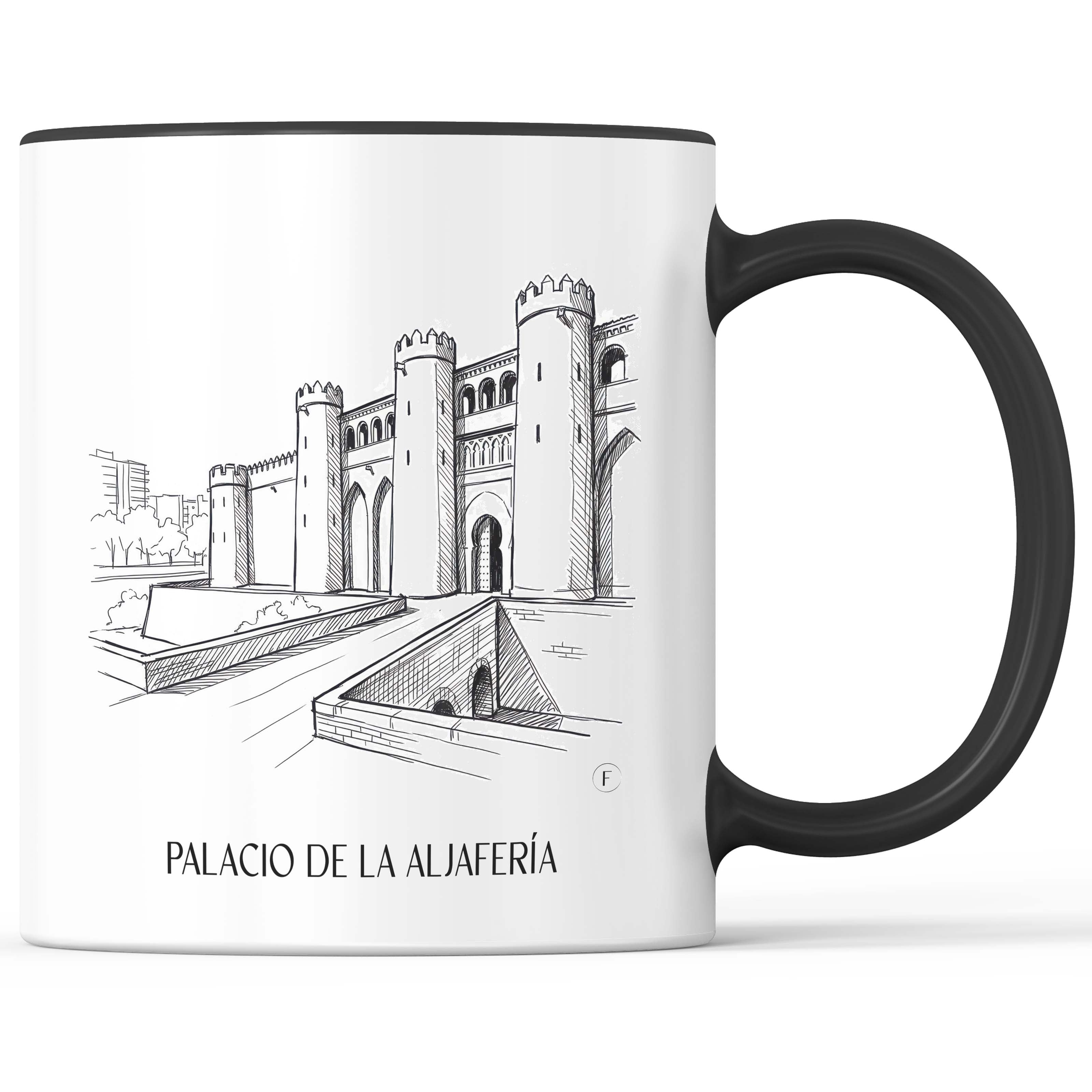 palacio-de-la-aljafería-zaragoza-spanien-kaffeebecher-skizze