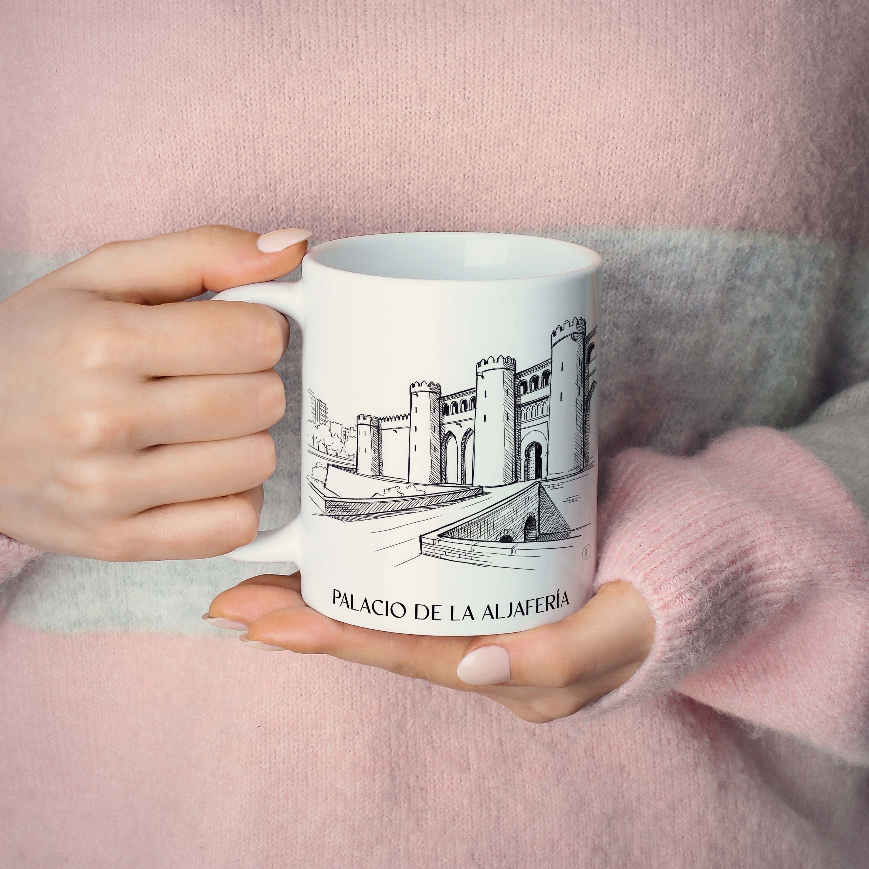 palacio-de-la-aljafería-zaragoza-spanien-kaffeebecher-skizze