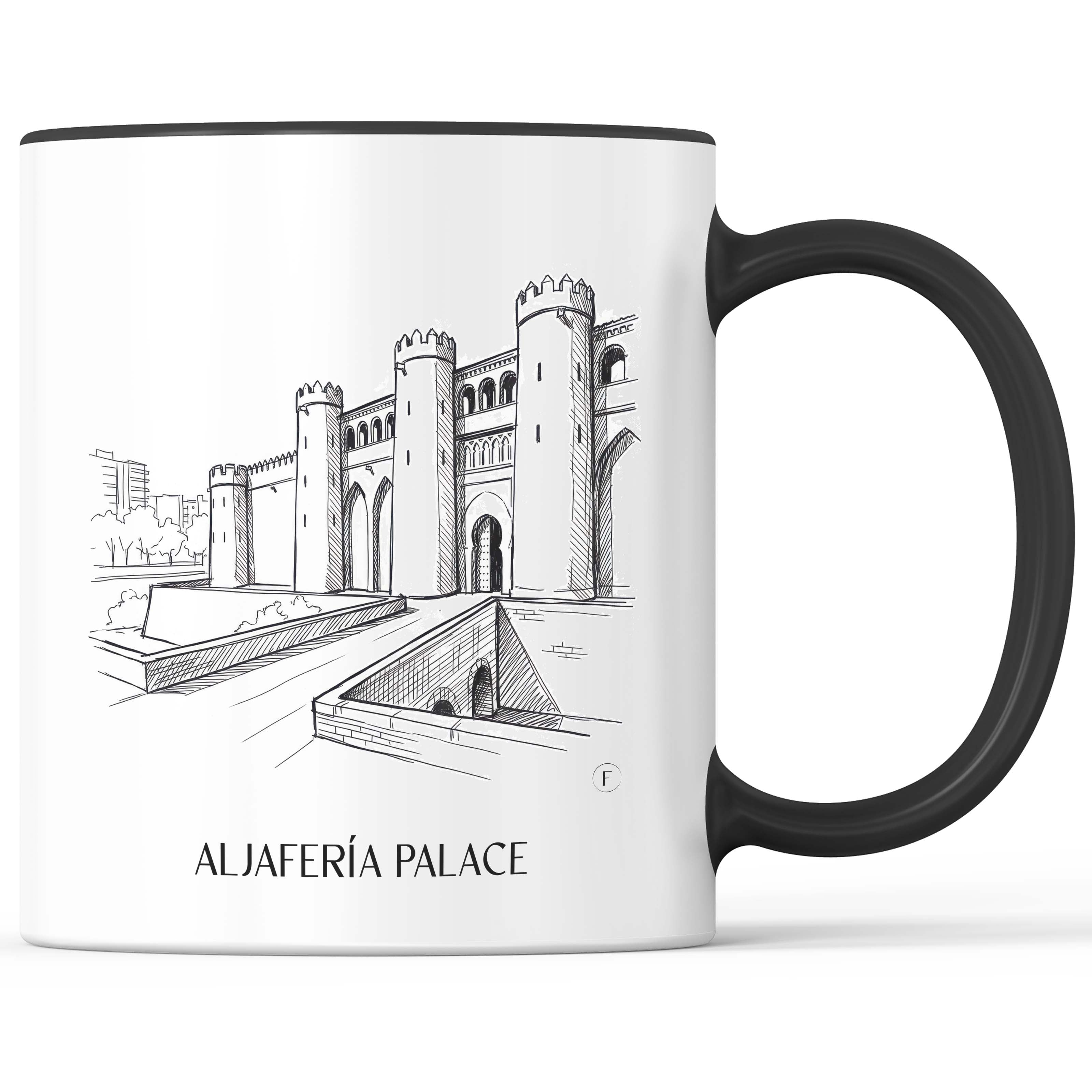 Palacio de la Aljafería Kaffeebecher - Zaragoza - Spanien Becher - Kaffeetasse im Skizze Stil - favplace