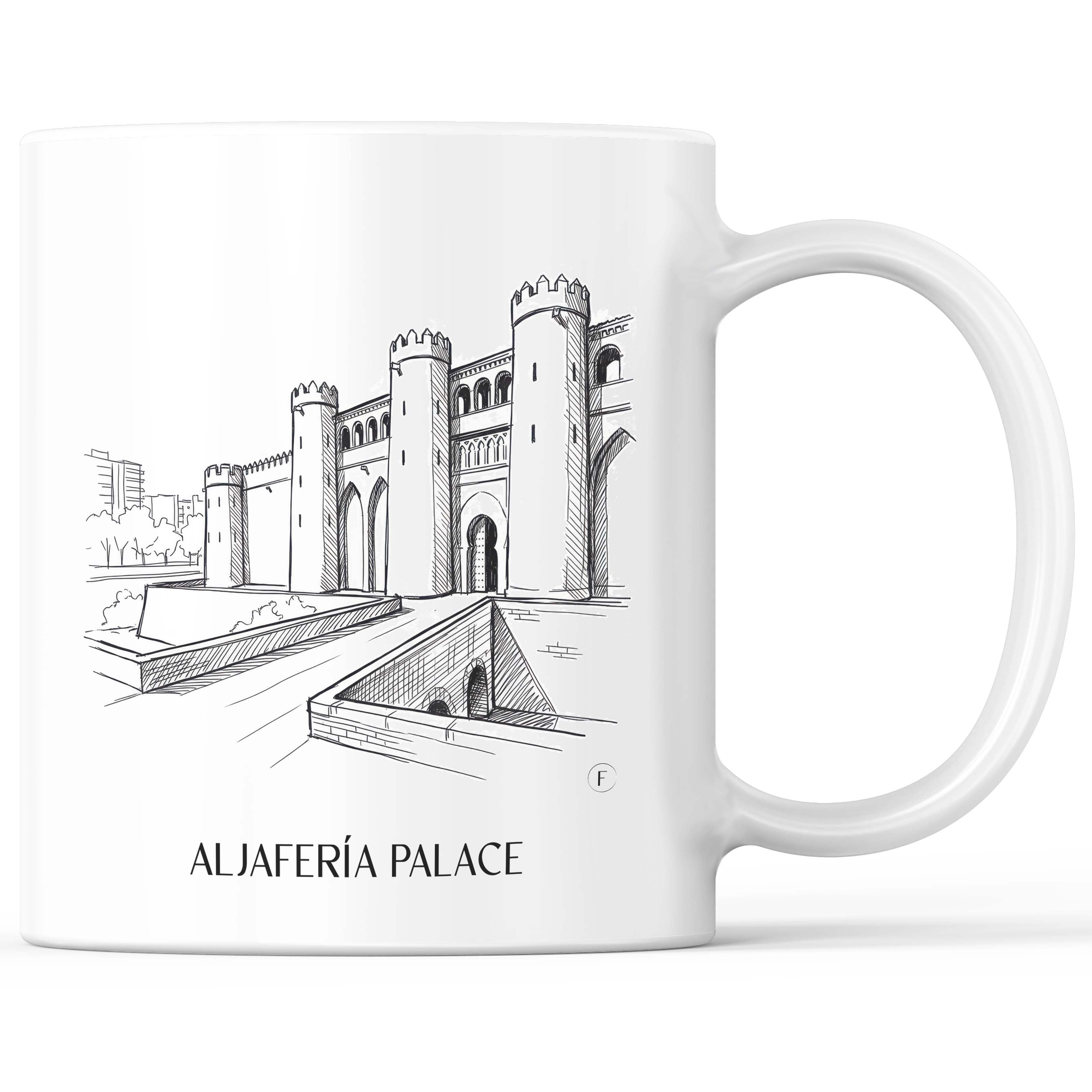 Palacio de la Aljafería Kaffeebecher - Zaragoza - Spanien Becher - Kaffeetasse im Skizze Stil - favplace
