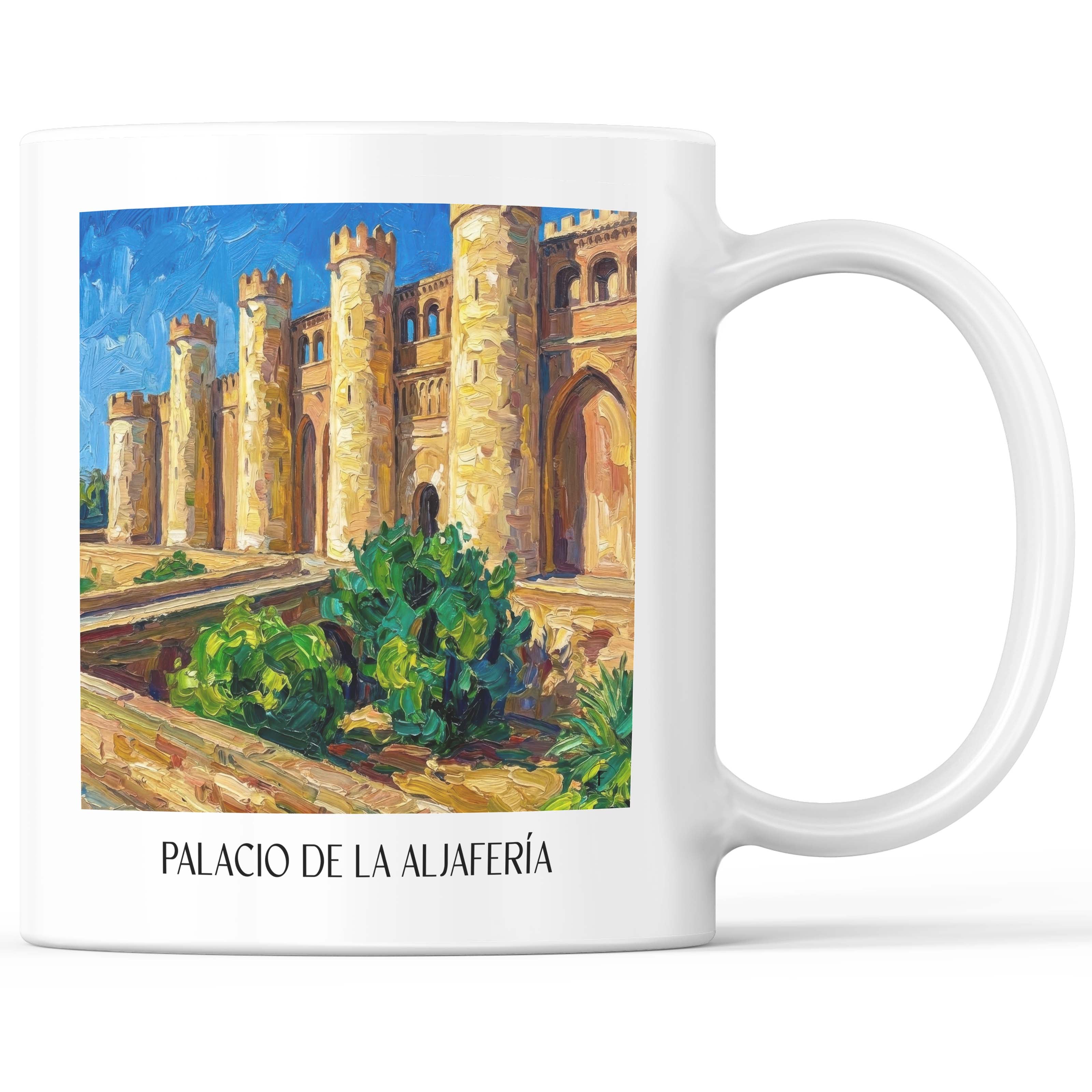 Palacio de la Aljafería Kaffeebecher - Zaragoza - Spanien Becher - Kaffeetasse im Ölgemälde Stil - favplace