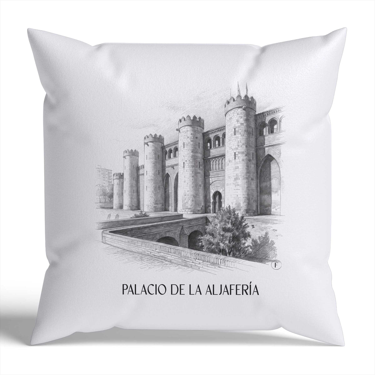 palacio-de-la-aljafería-zaragoza-spanien-kissenbezug-bleistift-zeichnung-drawing