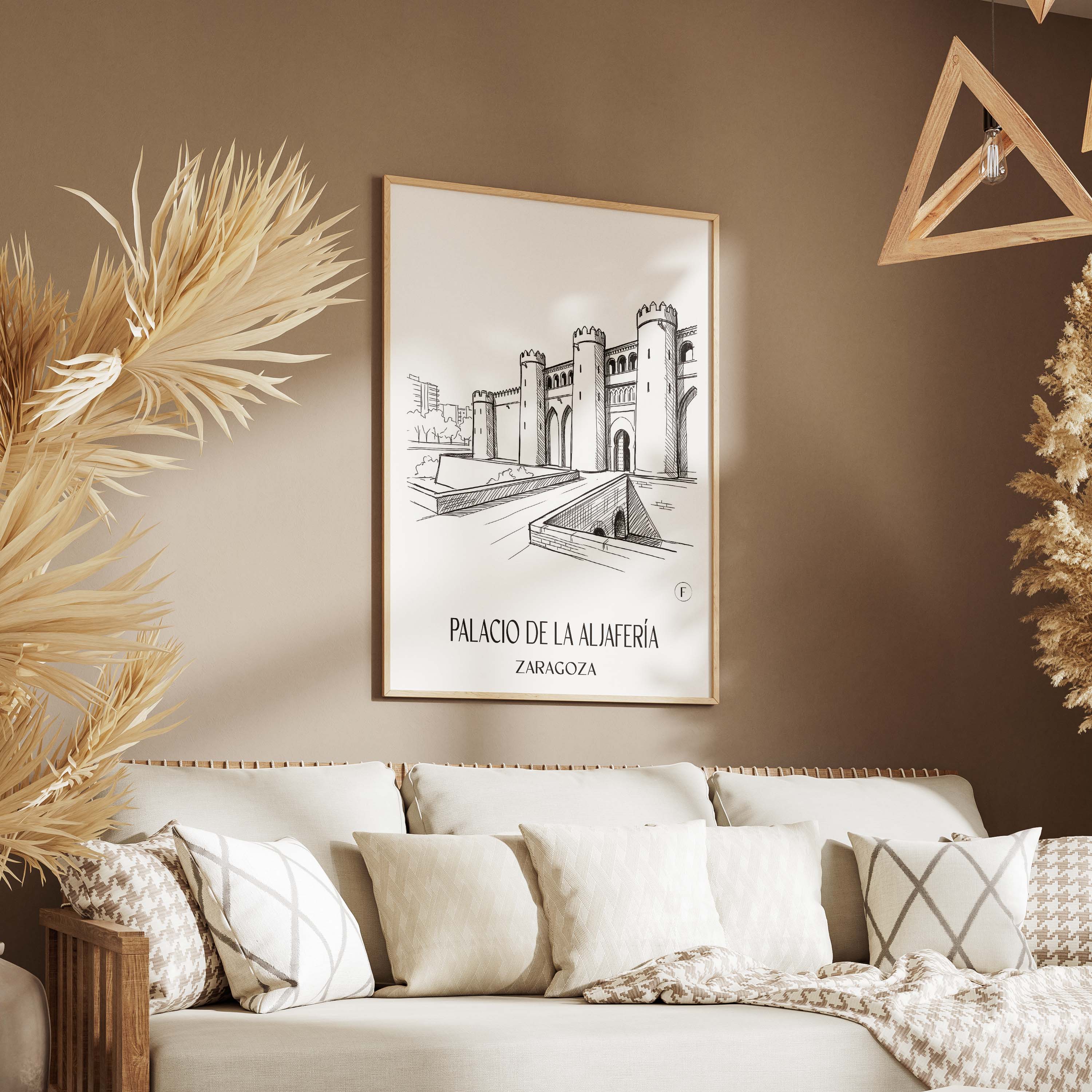 palacio-de-la-aljafería-zaragoza-spanien-poster-skizze