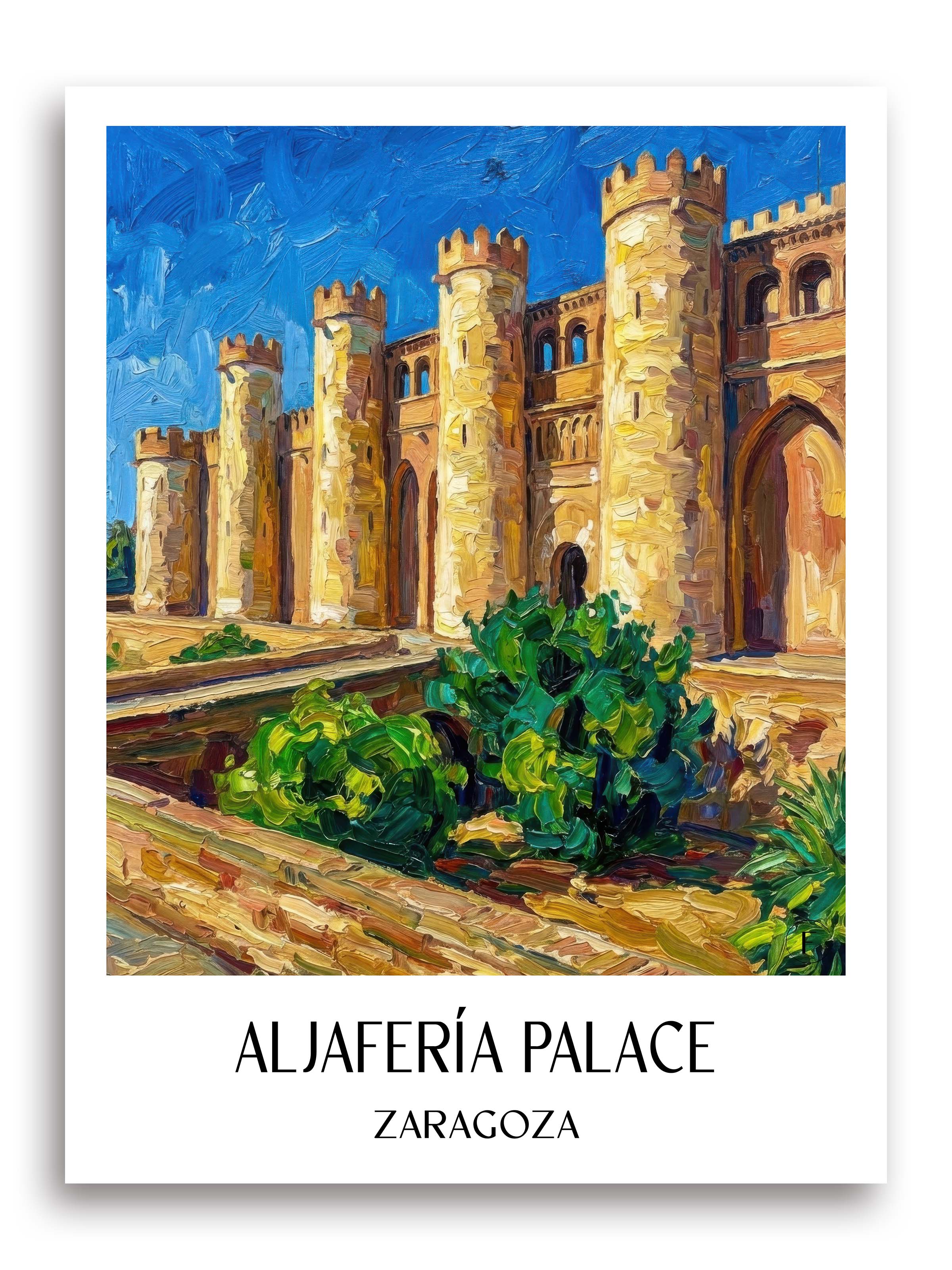 Palacio de la Aljafería Poster - Zaragoza - Spanien Kunstdruck - Ölgemälde von A4 bis A1 - favplace
