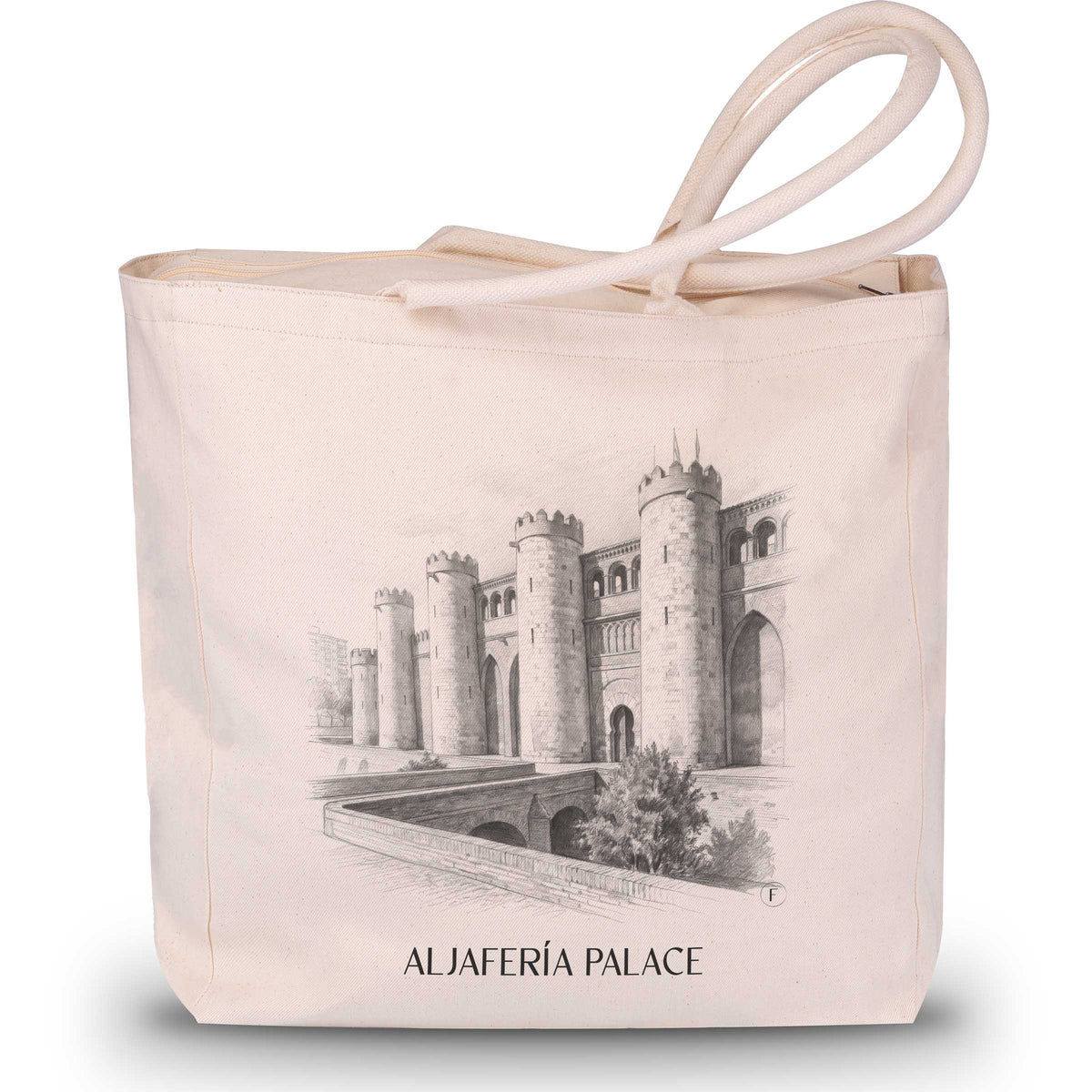 Palacio de la Aljafería Shopping Tasche - Zaragoza - Spanien Tote Bag - Einkaufstasche im Zeichnung Stil - favplace