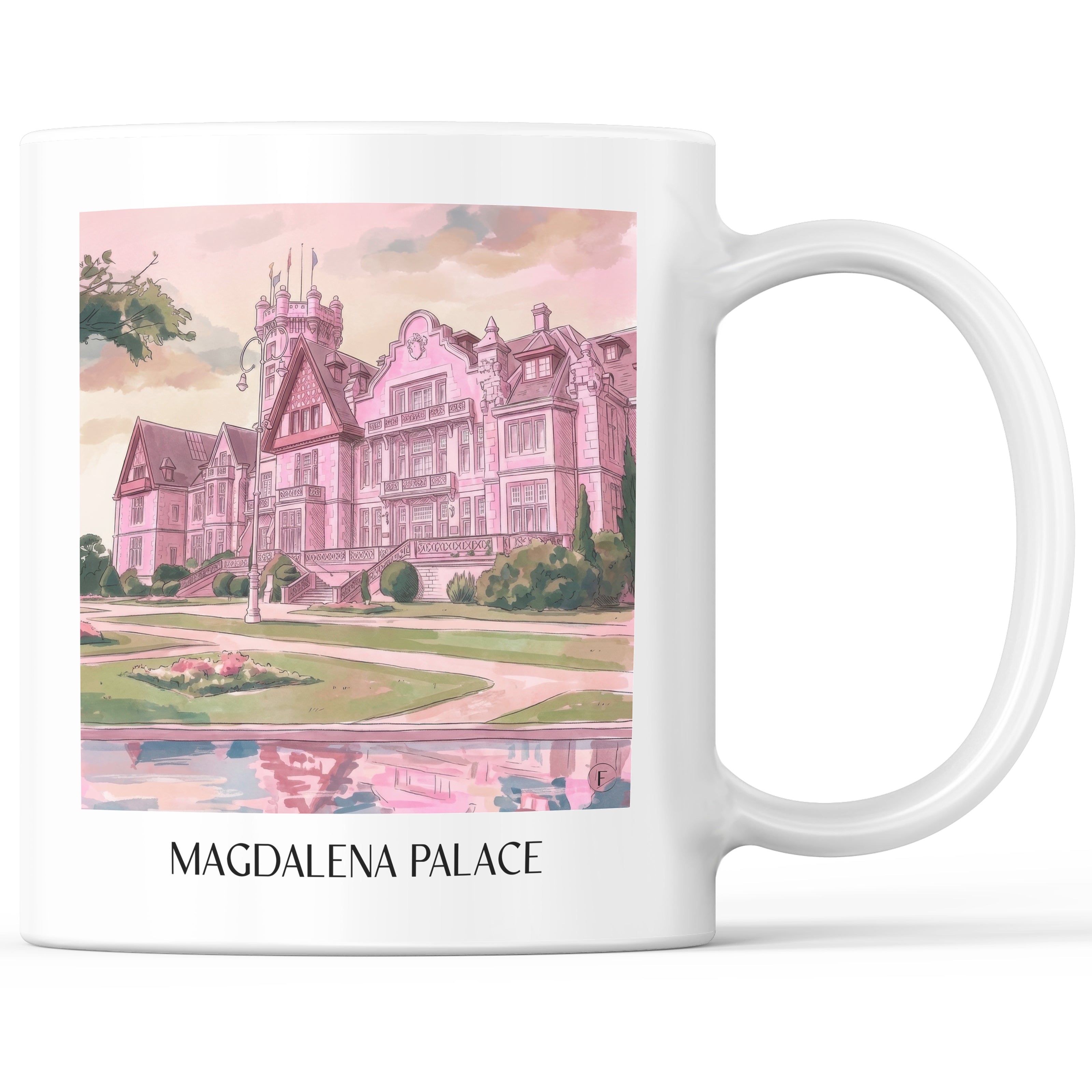 Palacio de la Magdalena Kaffeebecher - Santander - Spanien Becher - Kaffeetasse im Aquarell Pink Stil - favplace