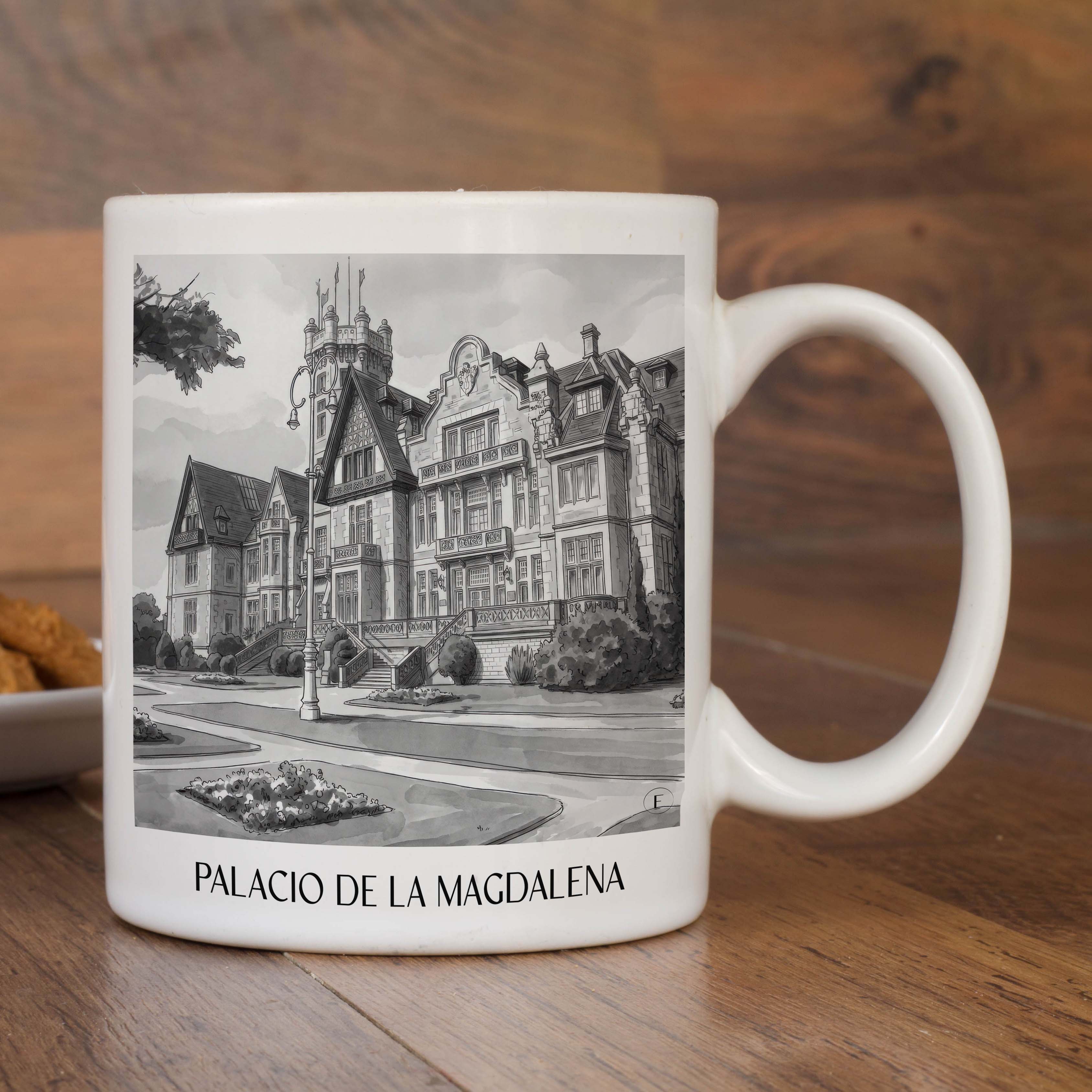 palacio-de-la-magdalena-santander-spanien-kaffeebecher-aquarell-schwarz-weiss