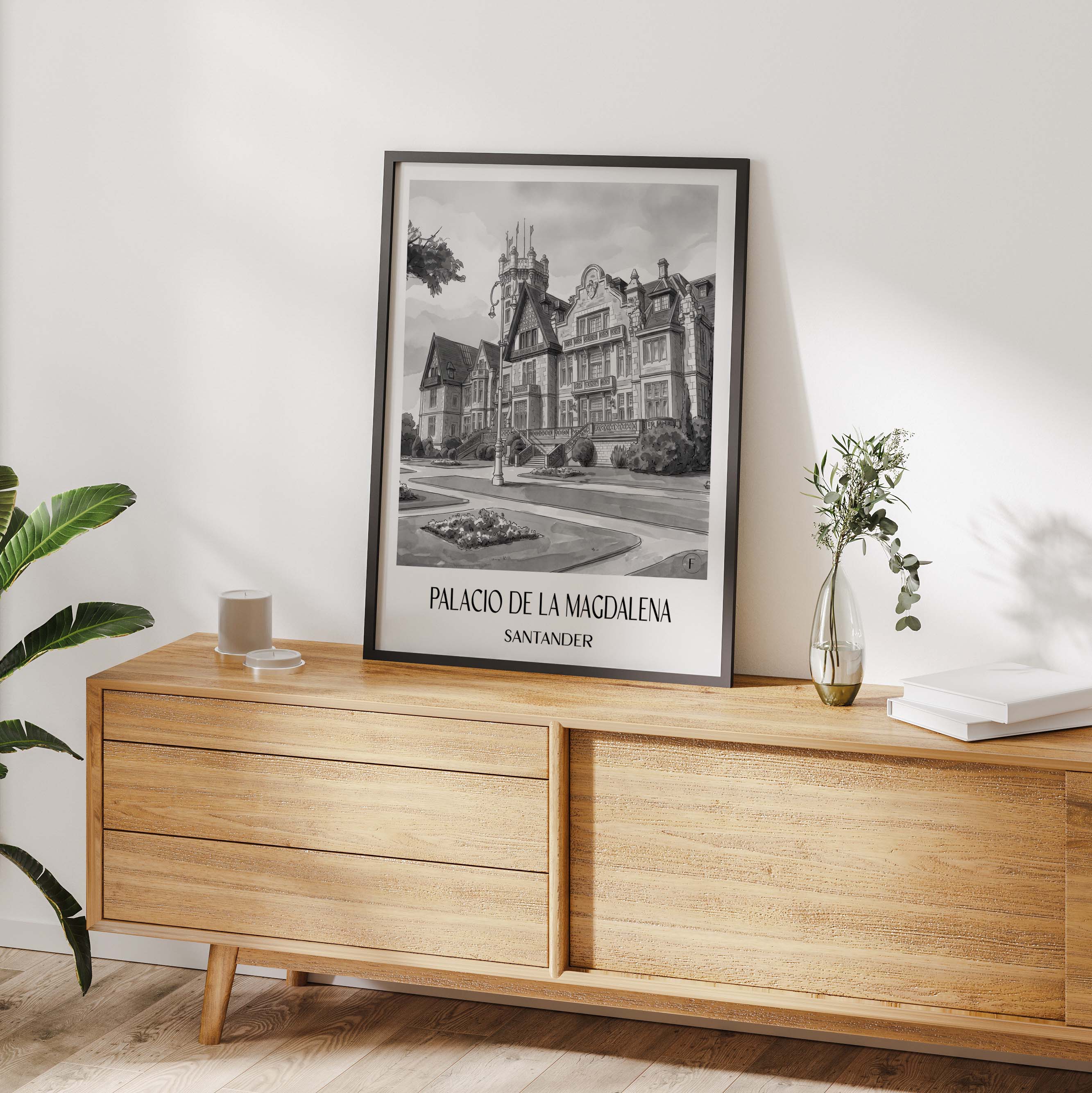 palacio-de-la-magdalena-santander-spanien-poster-aquarell-schwarz-weiss