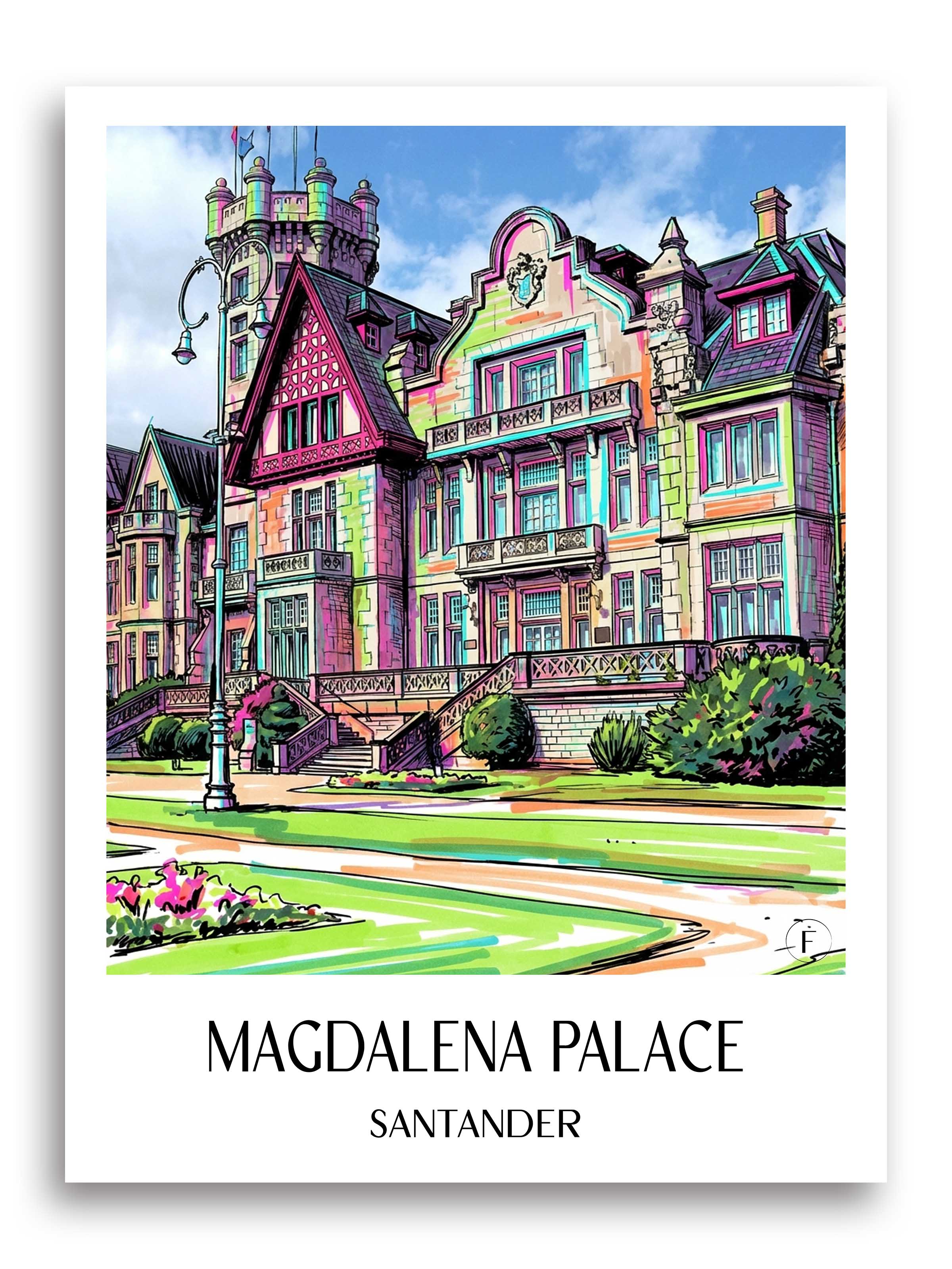 Palacio de la Magdalena Poster - Santander - Spanien Kunstdruck - Tag Graffiti von A4 bis A1 - favplace