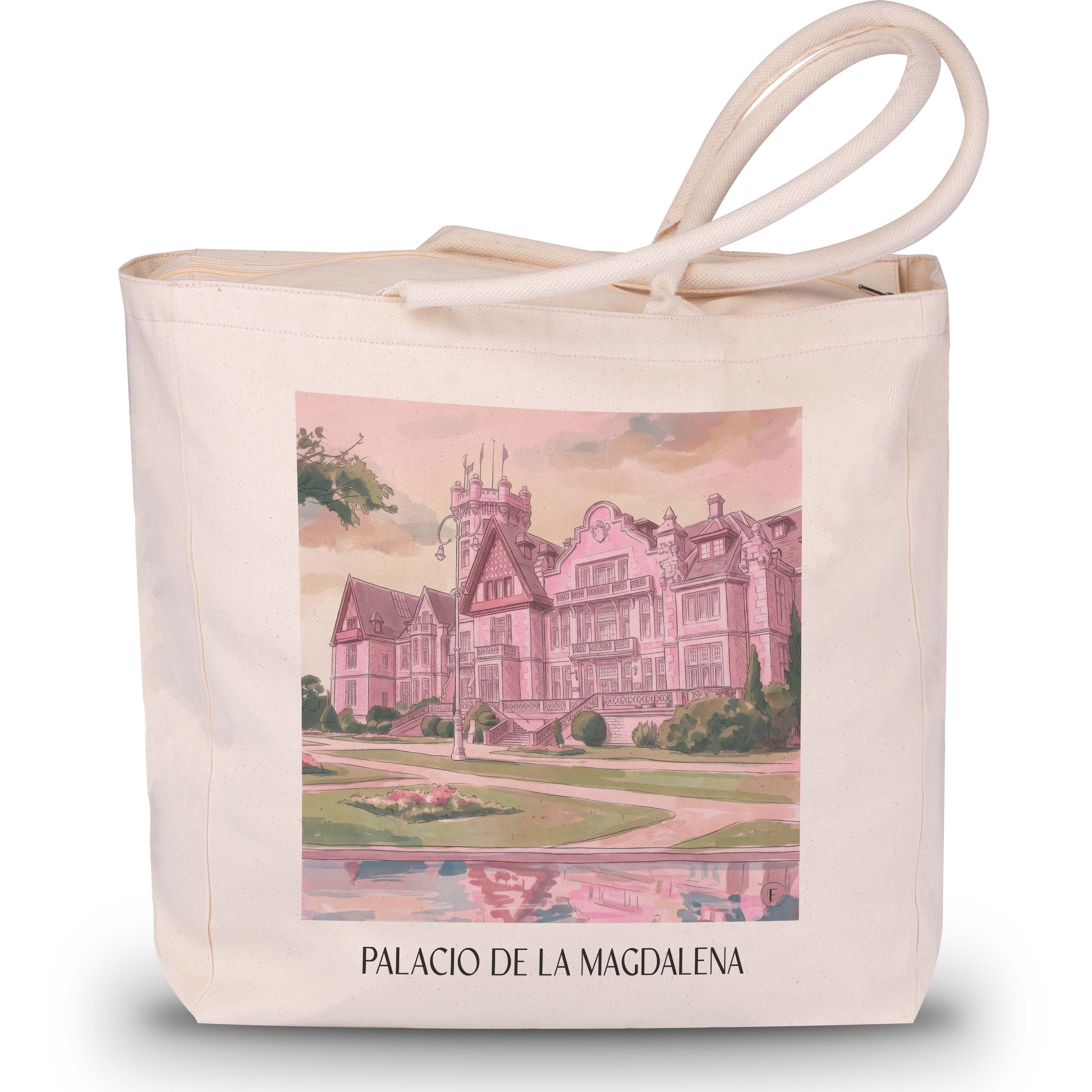 palacio-de-la-magdalena-santander-spanien-einkaufstasche-aquarell-pink-rosa
