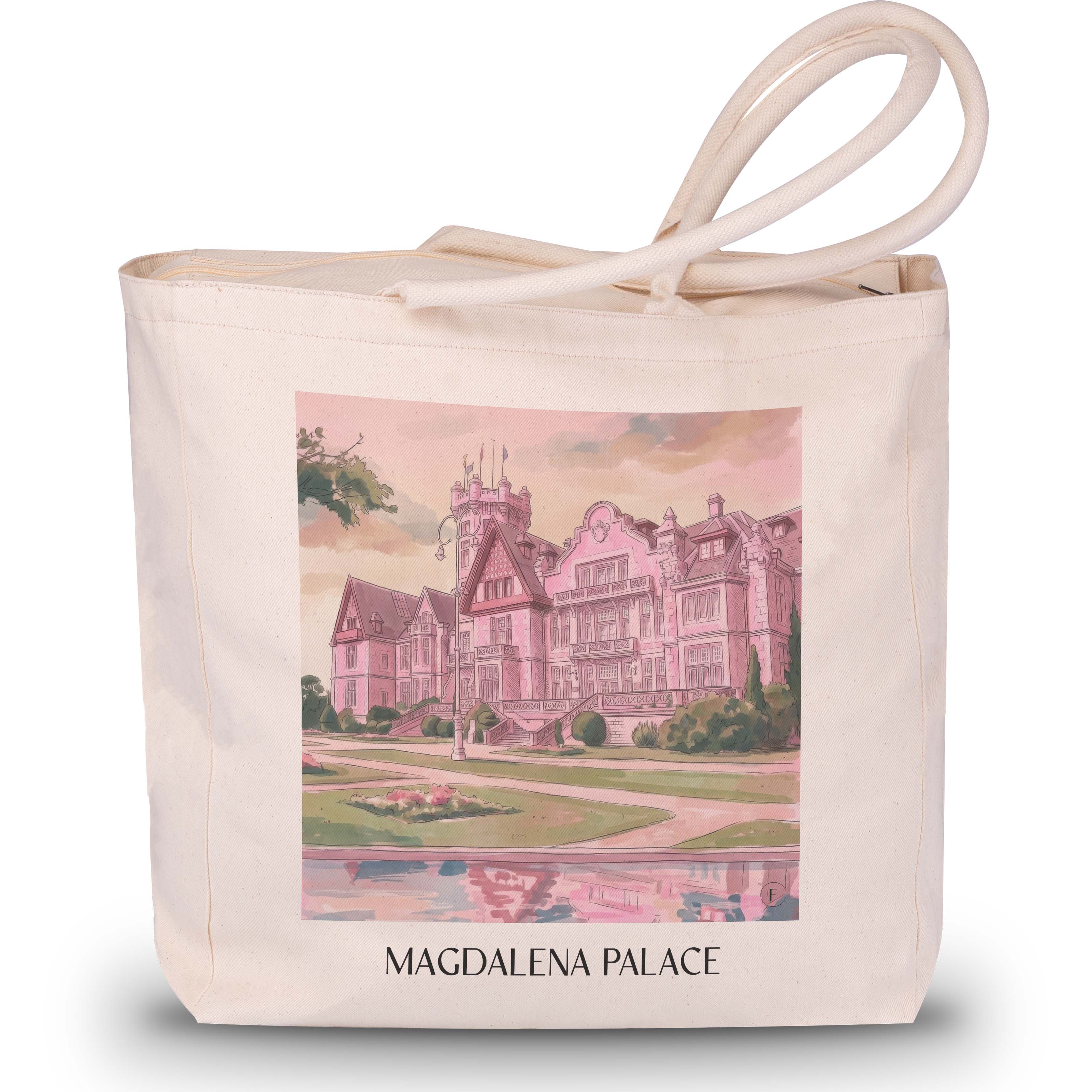 Palacio de la Magdalena Shopping Tasche - Santander - Spanien Tote Bag - Einkaufstasche im Aquarell Pink Stil - favplace