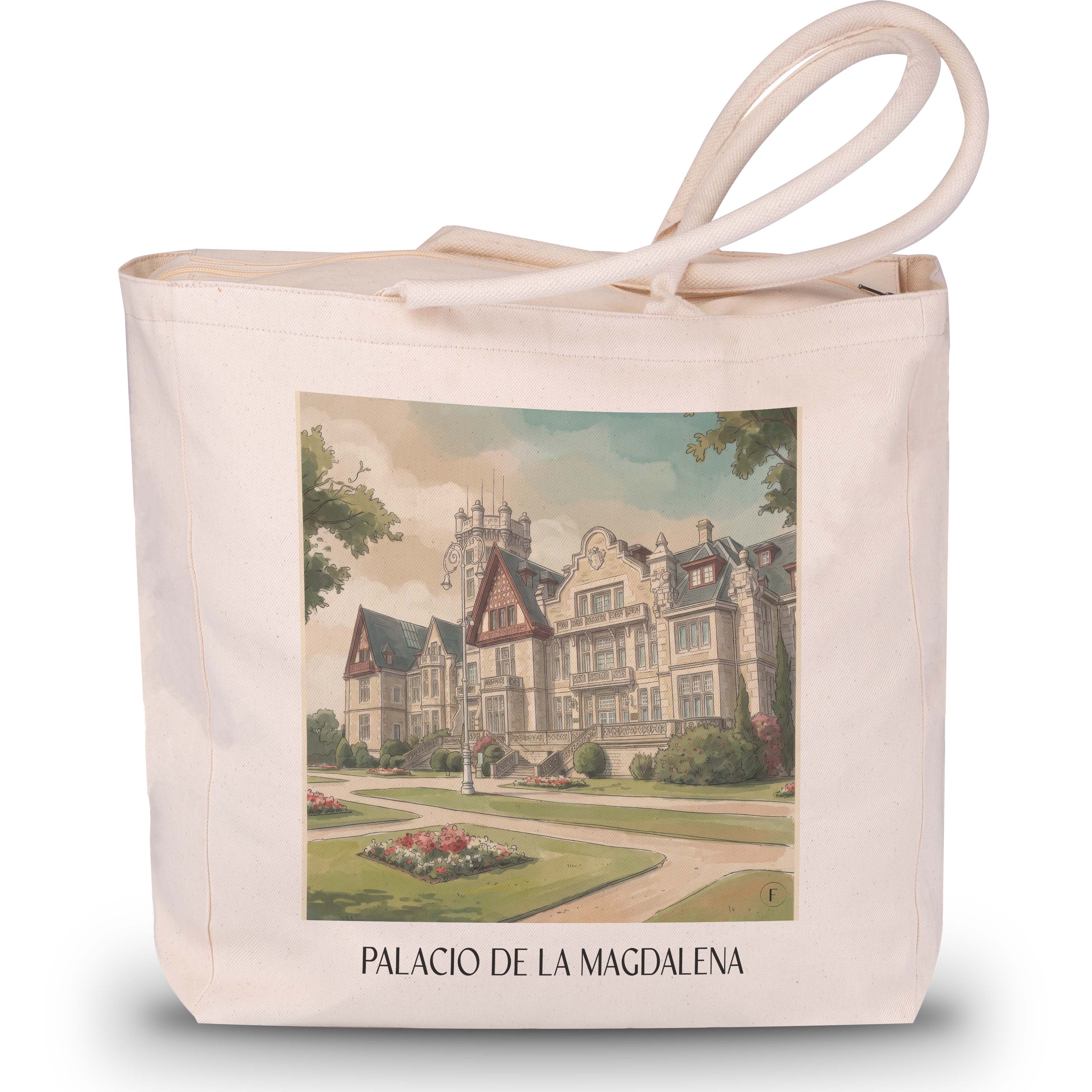 palacio-de-la-magdalena-santander-spanien-einkaufstasche-aquarell