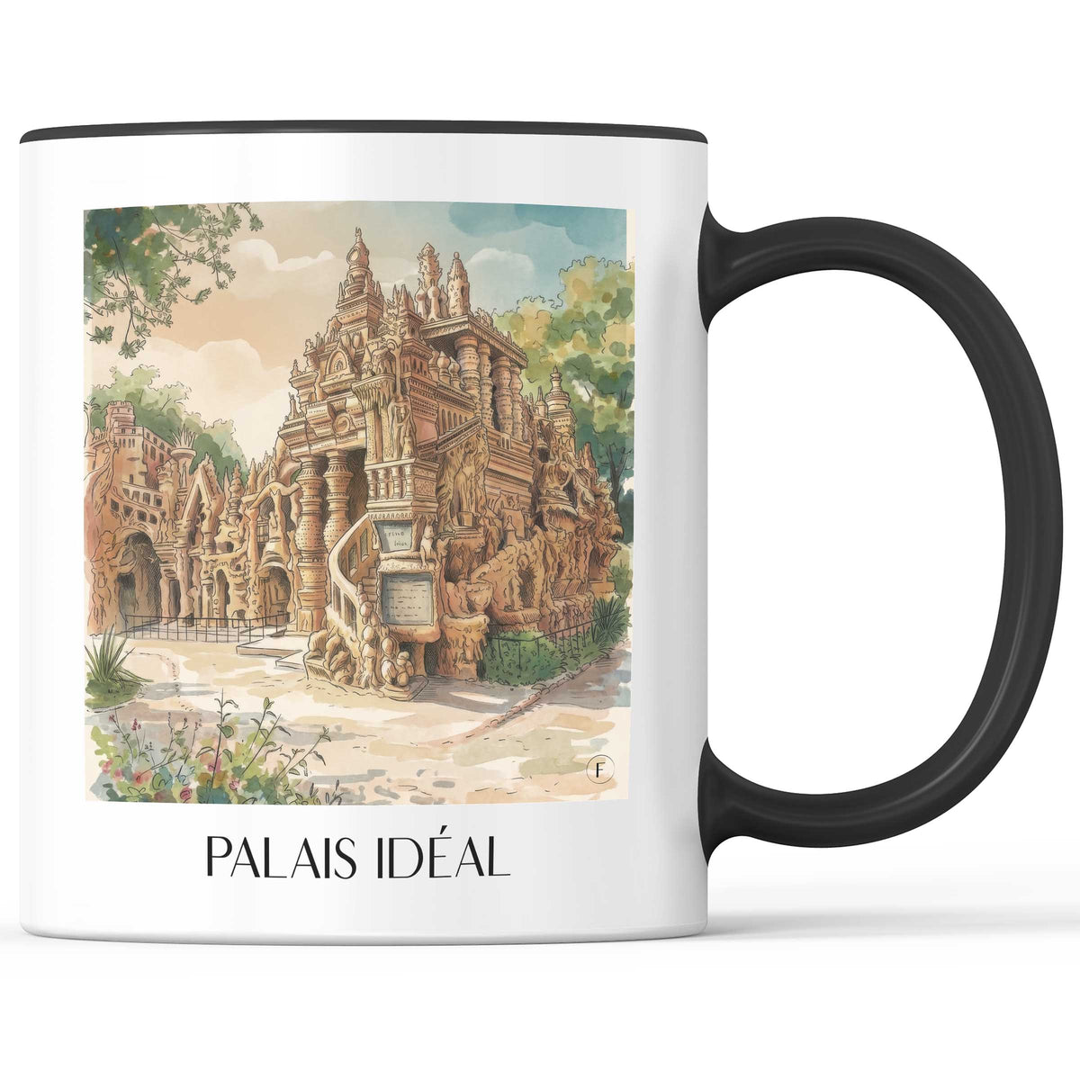 palais-idéal-hauterives-frankreich-kaffeebecher-aquarell