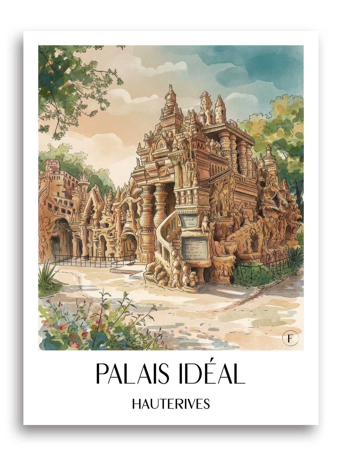 palais-idéal-hauterives-frankreich-poster-aquarell