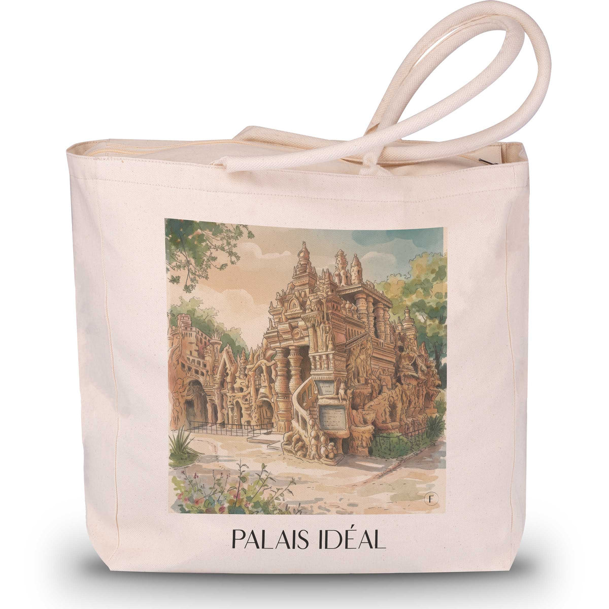 palais-idéal-hauterives-frankreich-einkaufstasche-aquarell