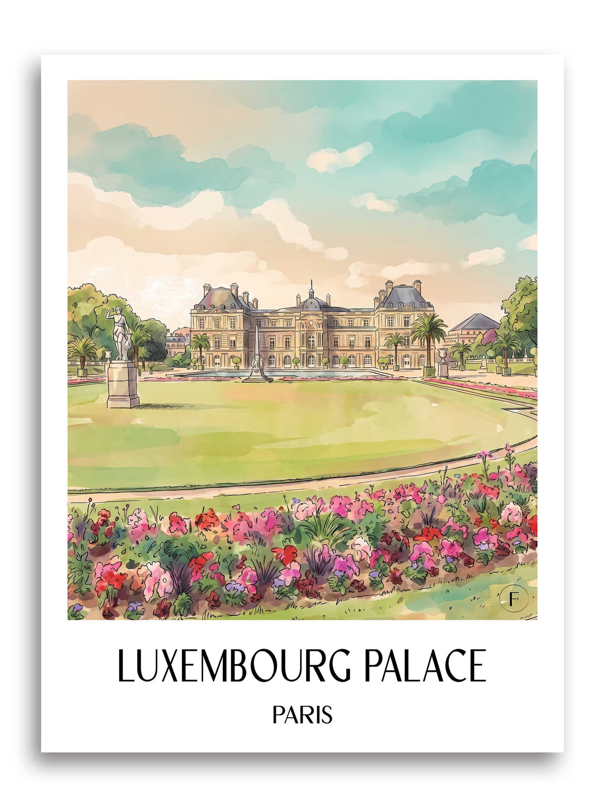 Palais du Luxembourg Poster - Paris - Frankreich Kunstdruck - Aquarell von A4 bis A1 - favplace