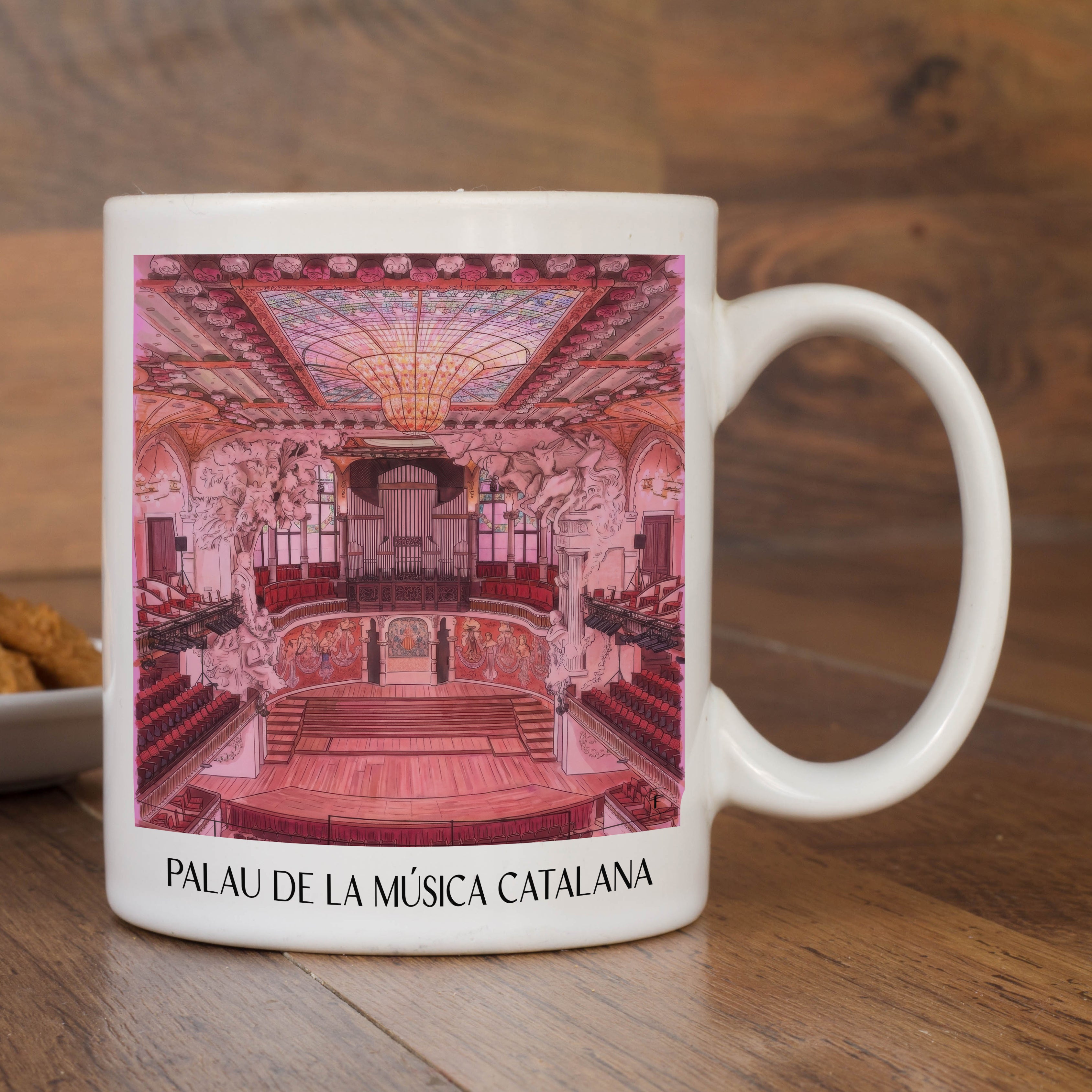 palau-de-la-música-catalana-barcelona-spanien-kaffeebecher-aquarell-pink-rosa
