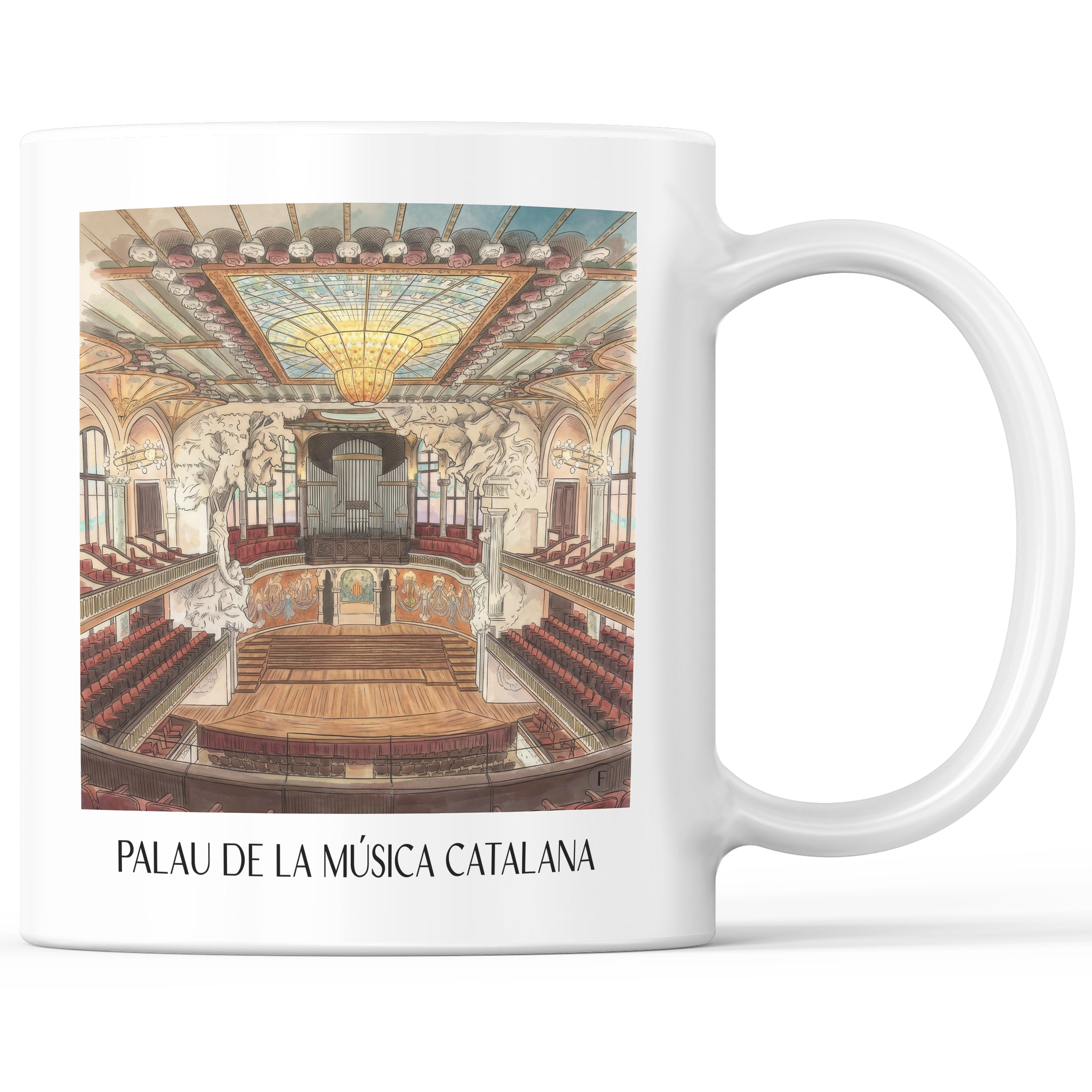 Palau de la Música Catalana Kaffeebecher - Barcelona - Spanien Becher - Kaffeetasse im Aquarell Stil - favplace